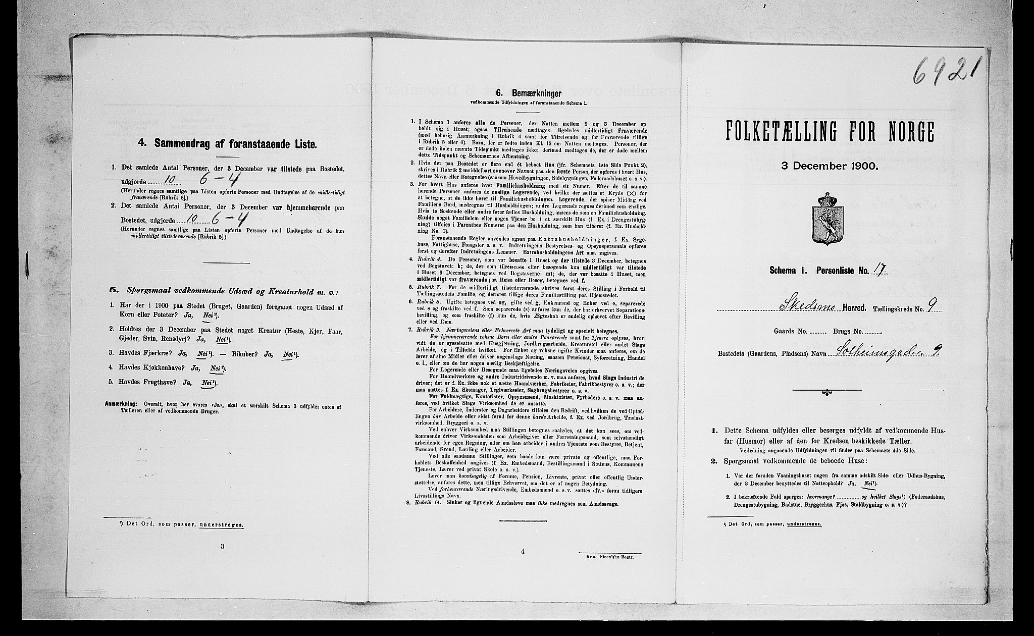 SAO, 1900 census for Skedsmo, 1900