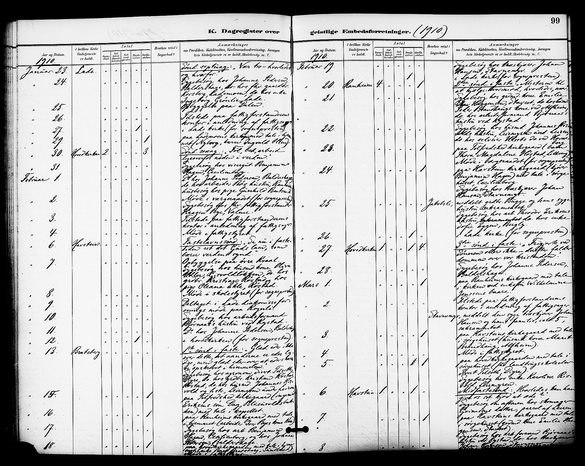 Ministerialprotokoller, klokkerbøker og fødselsregistre - Sør-Trøndelag, AV/SAT-A-1456/606/L0304: Curate's parish register no. 606B03, 1895-1917, p. 99