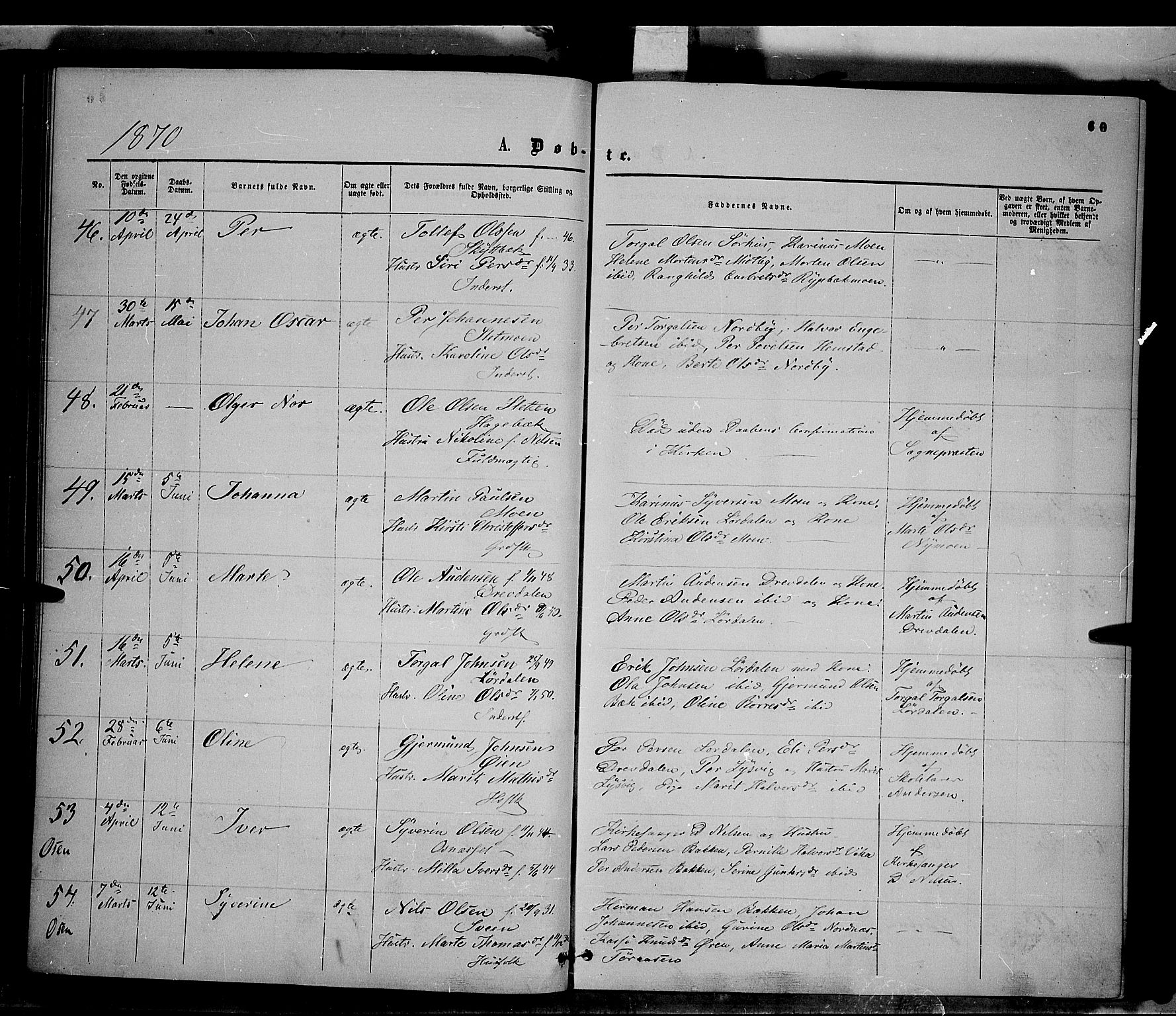 Trysil prestekontor, AV/SAH-PREST-046/H/Ha/Haa/L0006: Parish register (official) no. 6, 1866-1873, p. 60