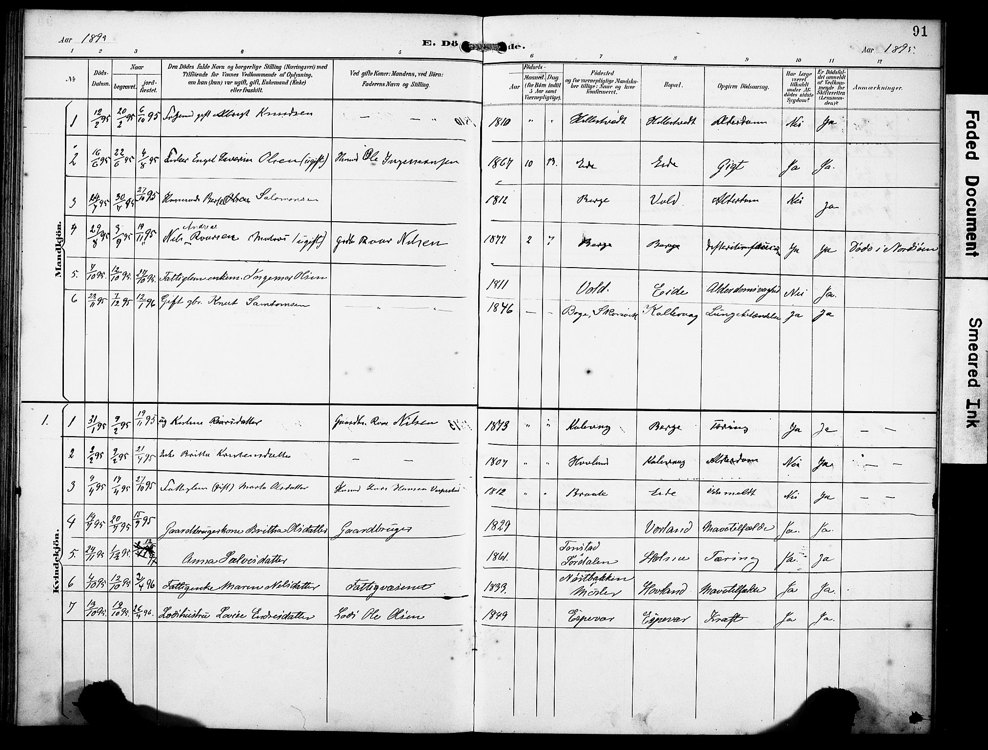 Finnås sokneprestembete, AV/SAB-A-99925/H/Ha/Haa/Haad/L0002: Parish register (official) no. D 2, 1895-1906, p. 91