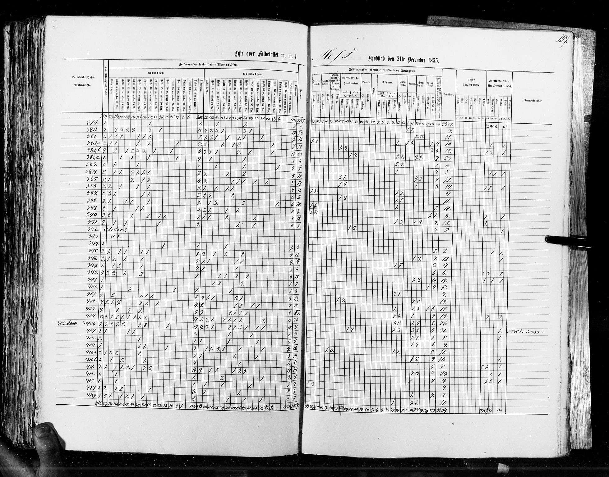 RA, Census 1855, vol. 7: Fredrikshald-Kragerø, 1855, p. 157