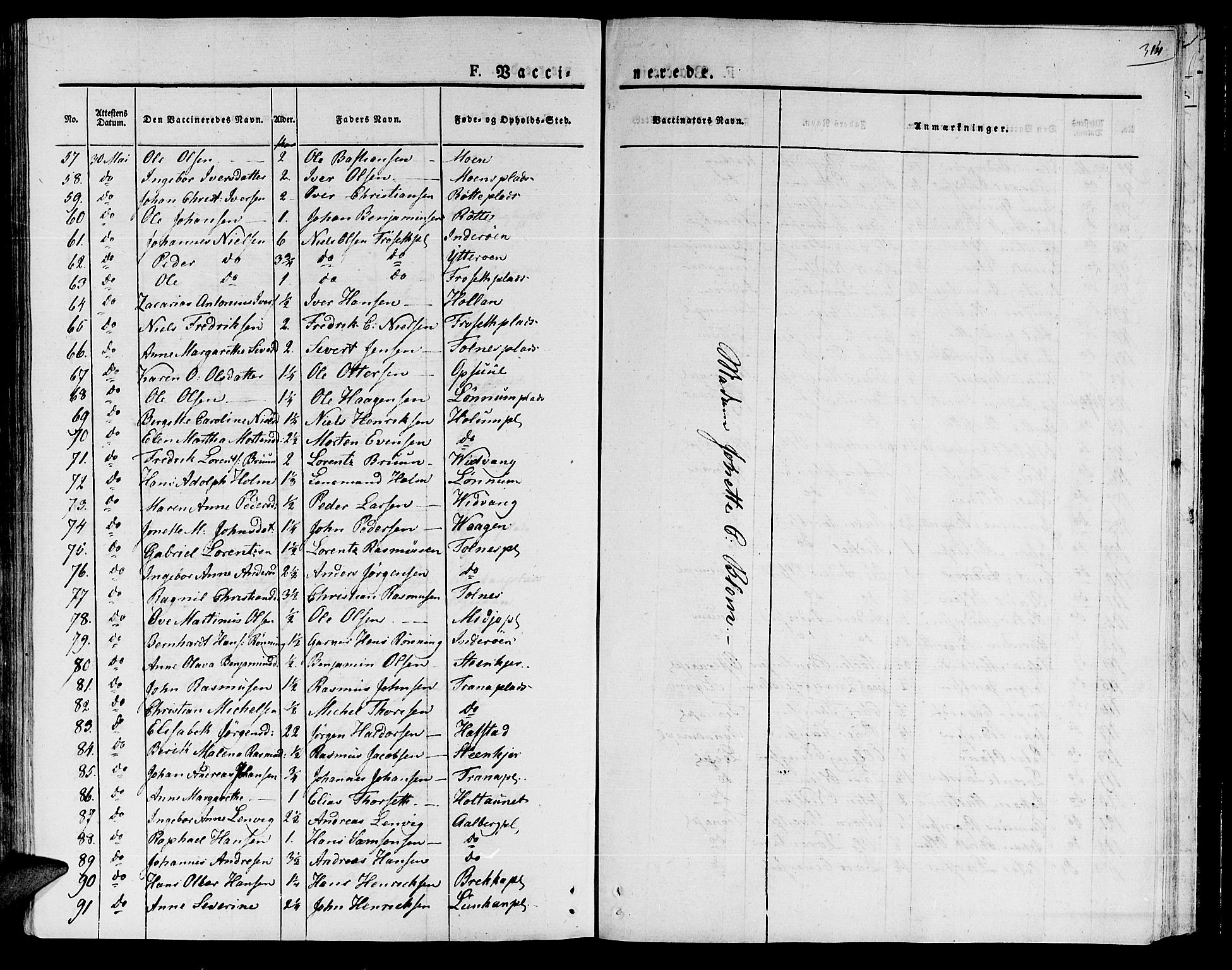 Ministerialprotokoller, klokkerbøker og fødselsregistre - Nord-Trøndelag, AV/SAT-A-1458/735/L0336: Parish register (official) no. 735A05 /1, 1825-1835, p. 314