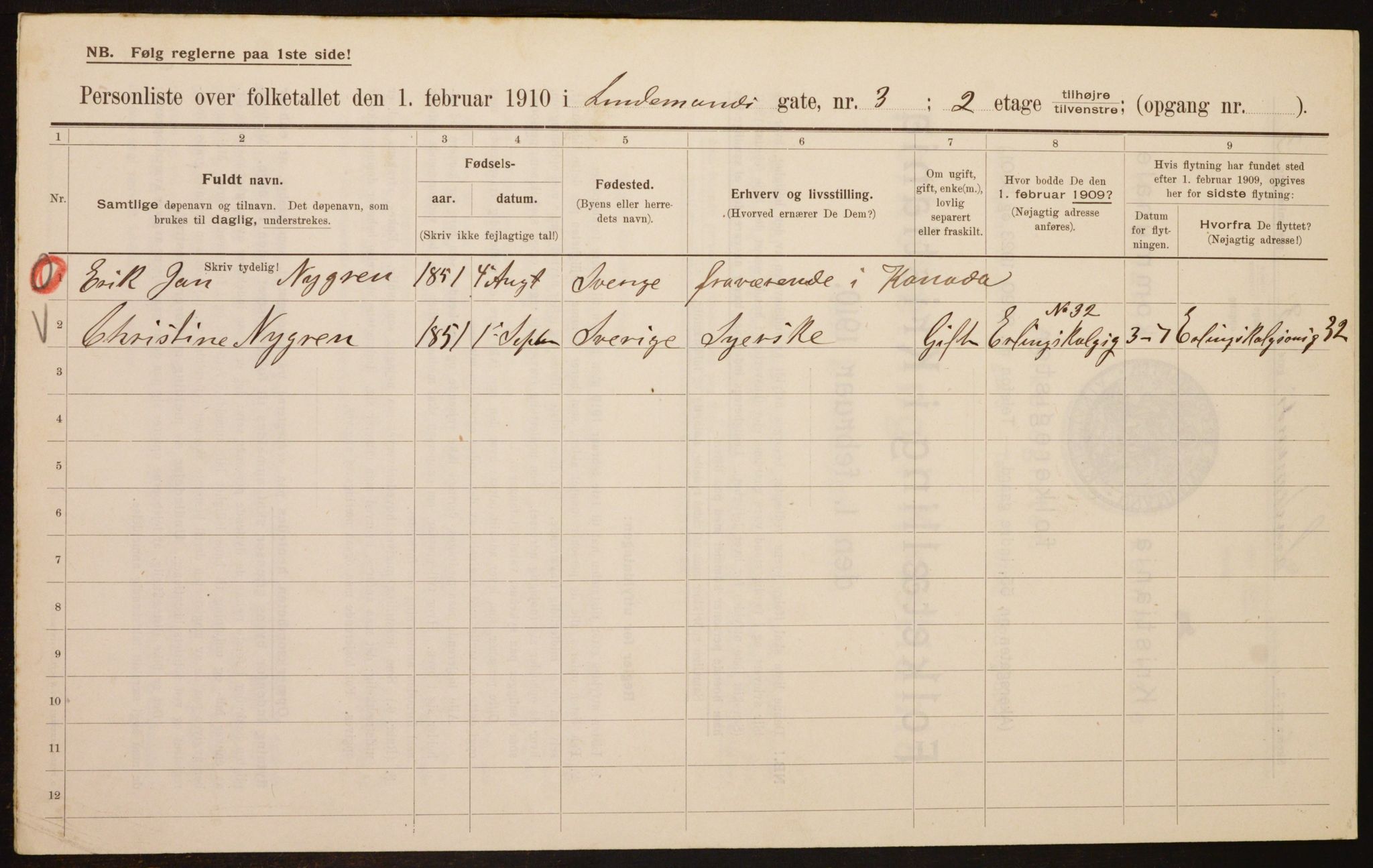 OBA, Municipal Census 1910 for Kristiania, 1910, p. 55656