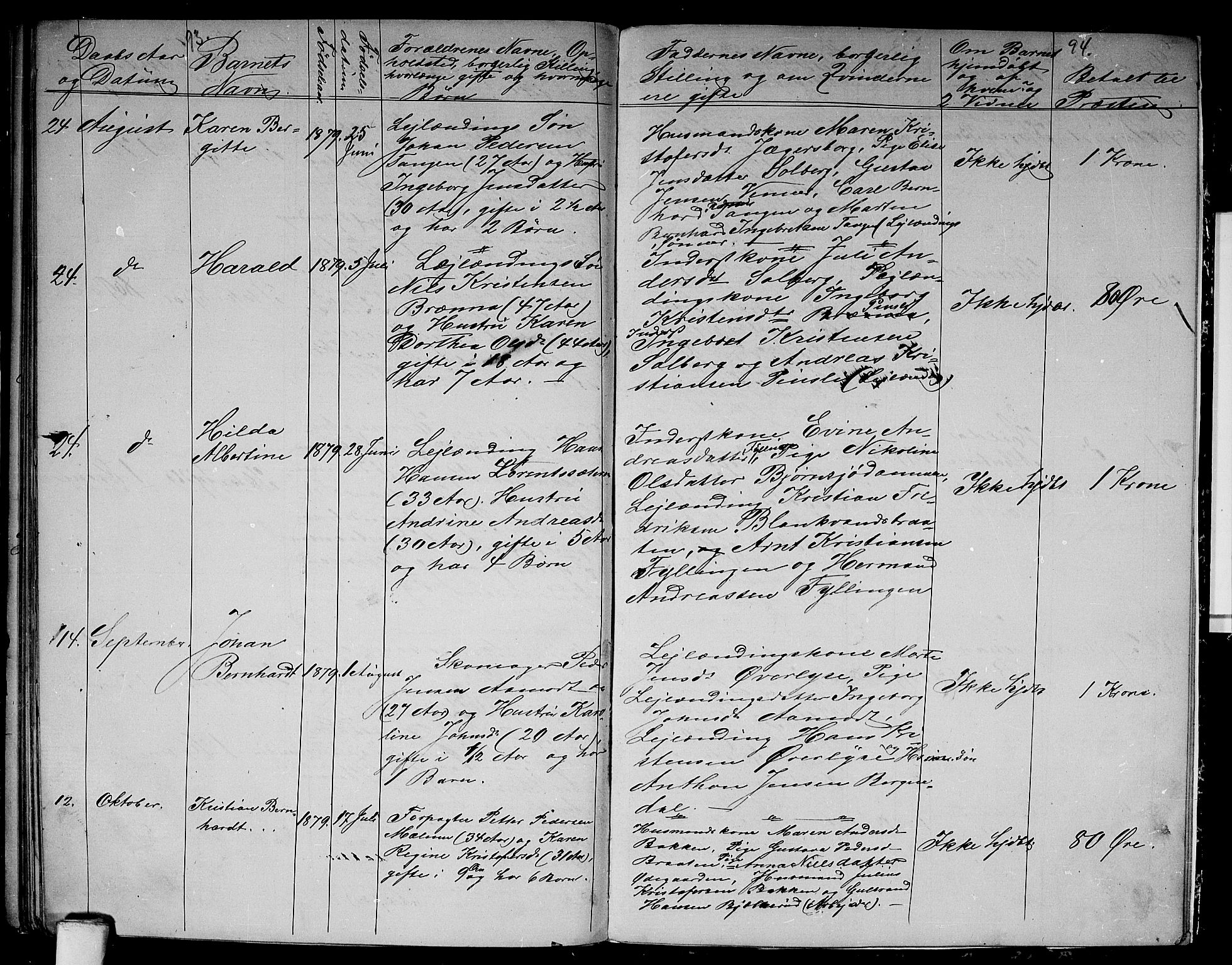 Vestre Aker prestekontor Kirkebøker, AV/SAO-A-10025/G/Gb/L0001: Parish register (copy) no. II 1, 1865-1881, p. 93-94