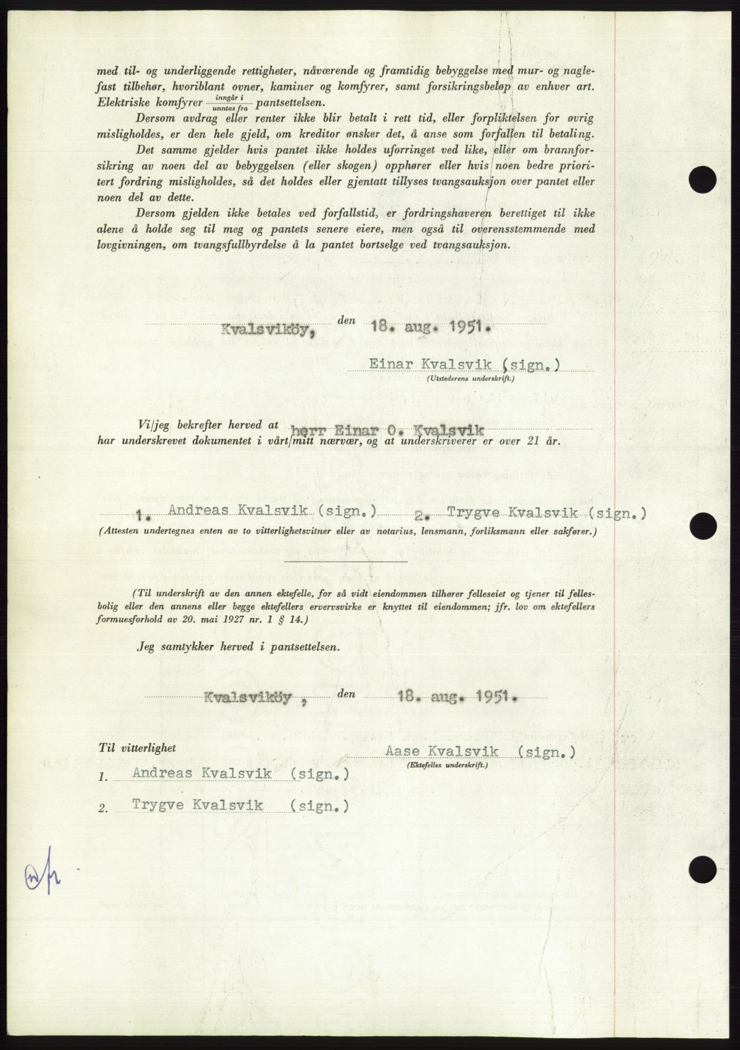 Søre Sunnmøre sorenskriveri, AV/SAT-A-4122/1/2/2C/L0120: Mortgage book no. 8B, 1951-1951, Diary no: : 1501/1951