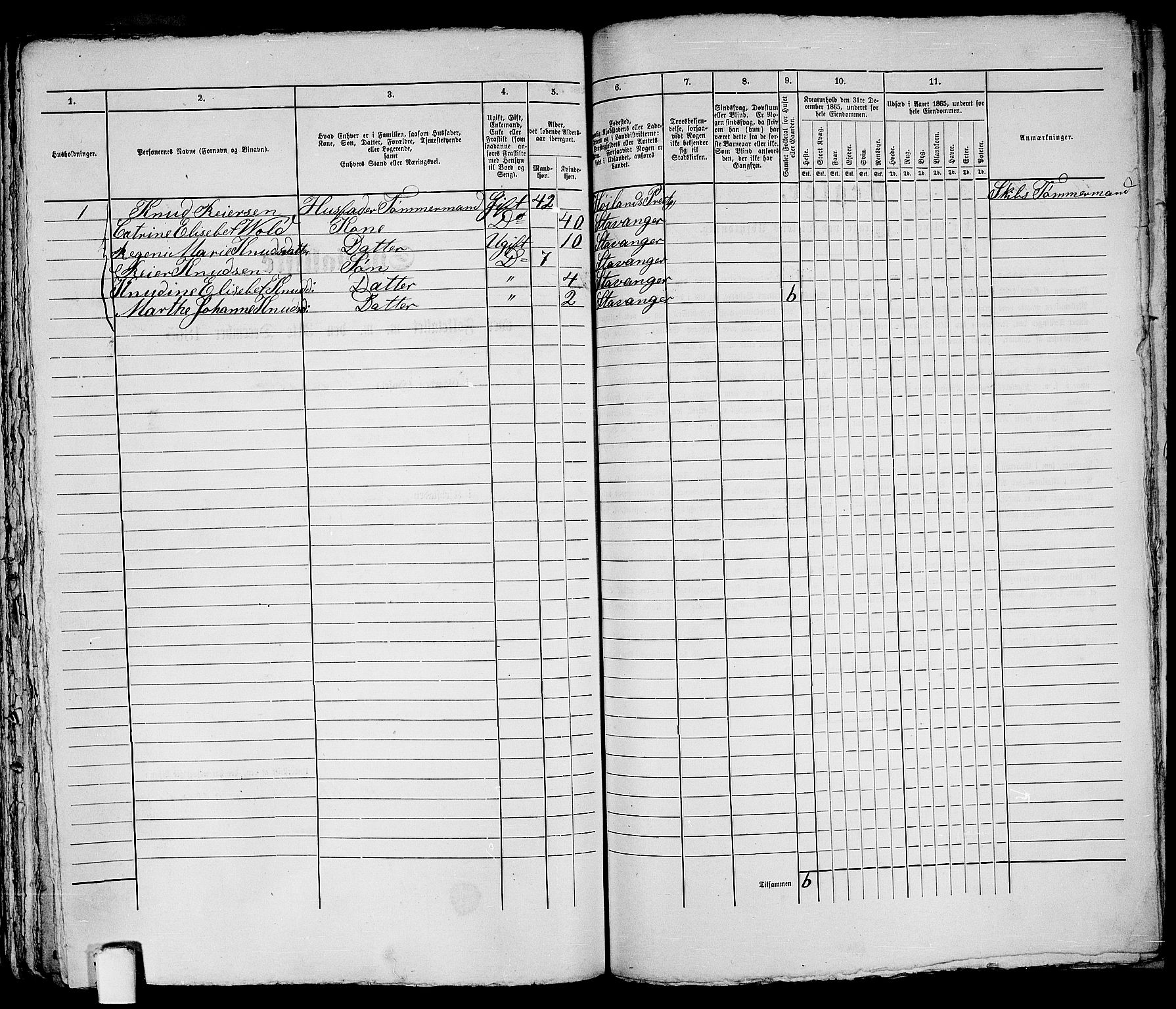 RA, 1865 census for Stavanger, 1865, p. 2945