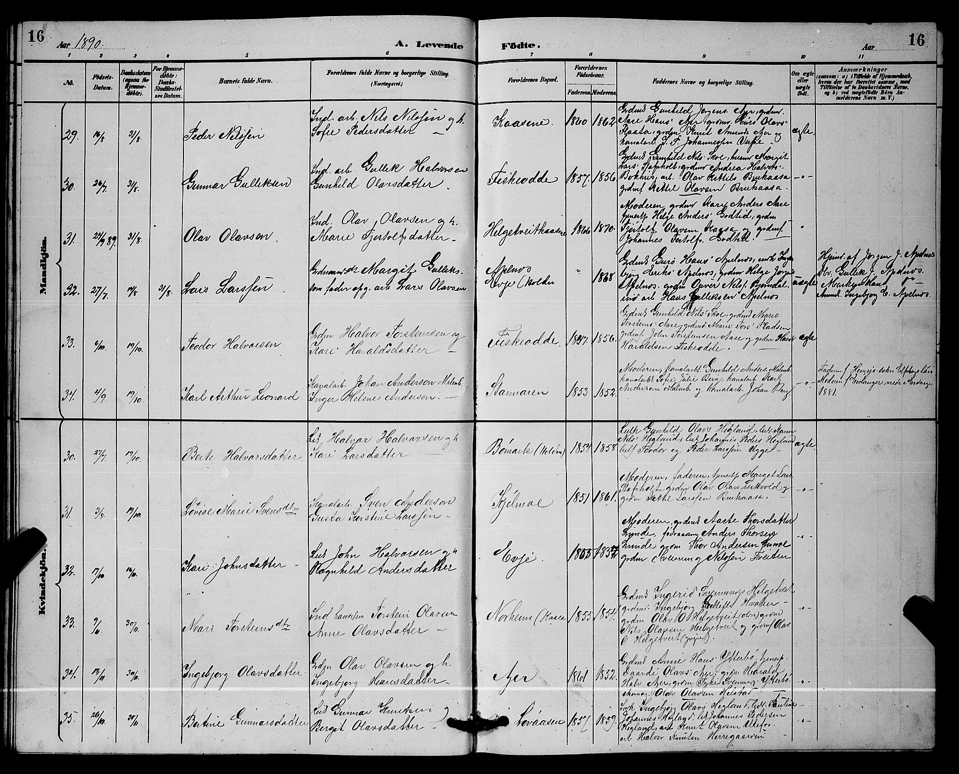 Lunde kirkebøker, SAKO/A-282/G/Ga/L0002: Parish register (copy) no. I 2, 1887-1896, p. 16