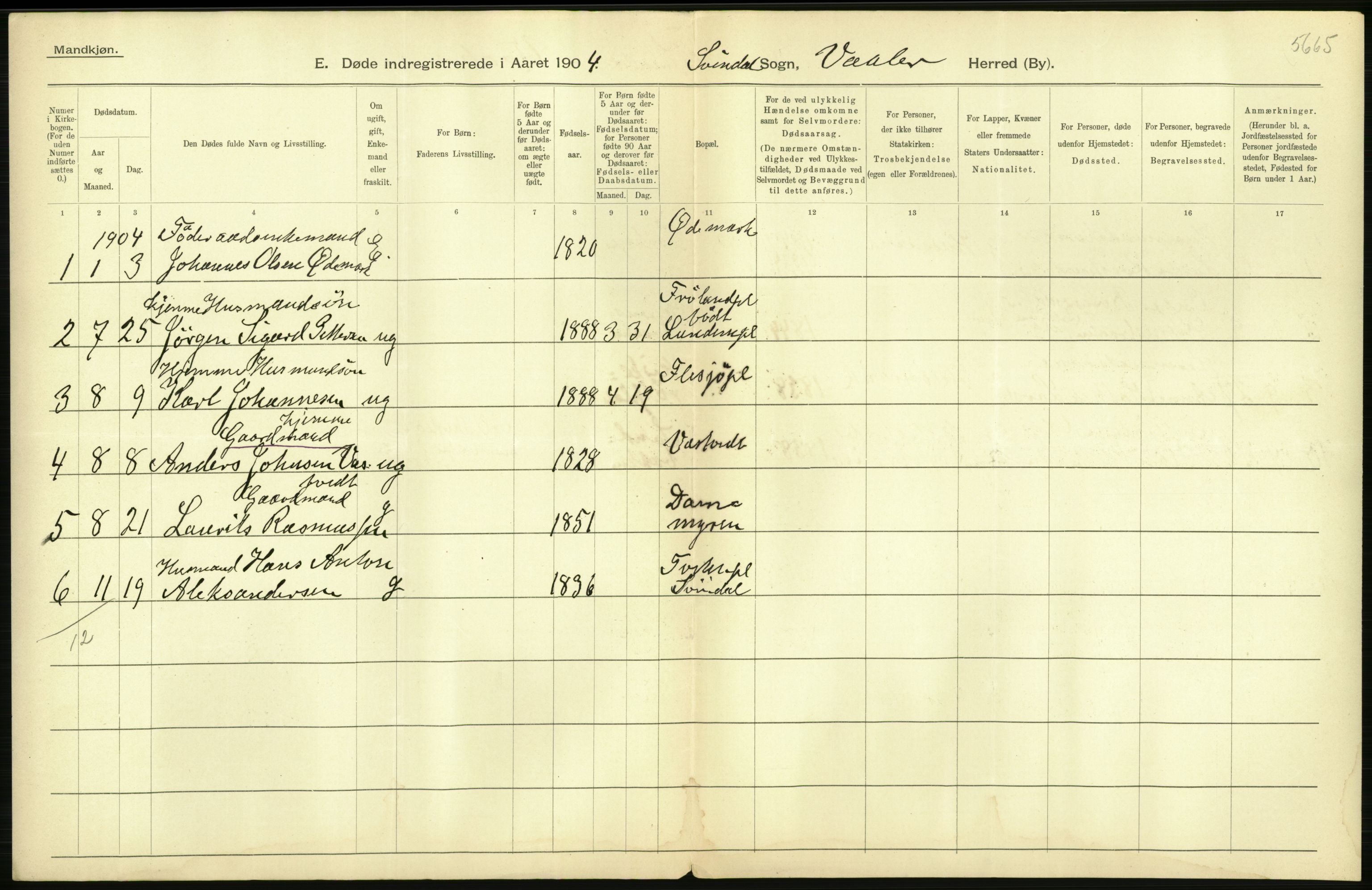 Statistisk sentralbyrå, Sosiodemografiske emner, Befolkning, AV/RA-S-2228/D/Df/Dfa/Dfab/L0001: Smålenenes amt: Fødte, gifte, døde, 1904, p. 828