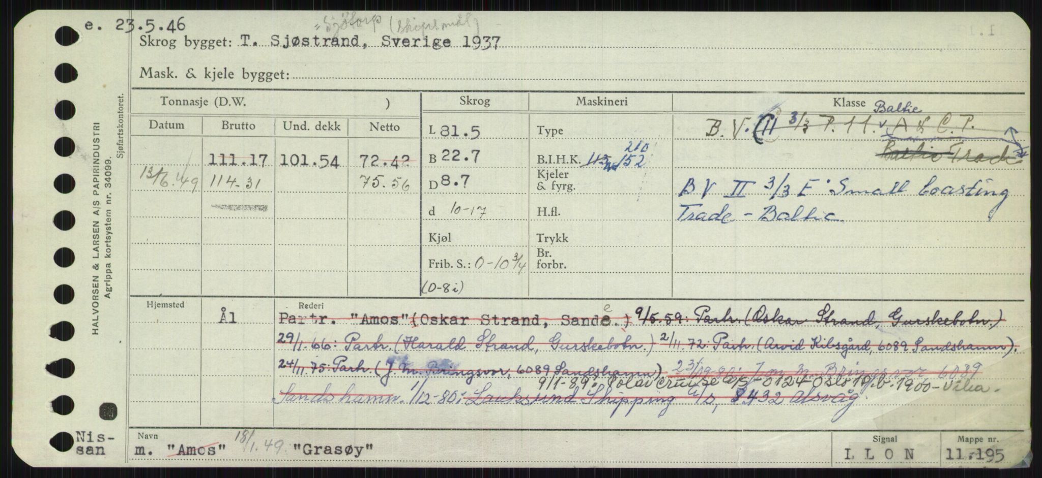 Sjøfartsdirektoratet med forløpere, Skipsmålingen, RA/S-1627/H/Ha/L0002/0002: Fartøy, Eik-Hill / Fartøy, G-Hill, p. 229