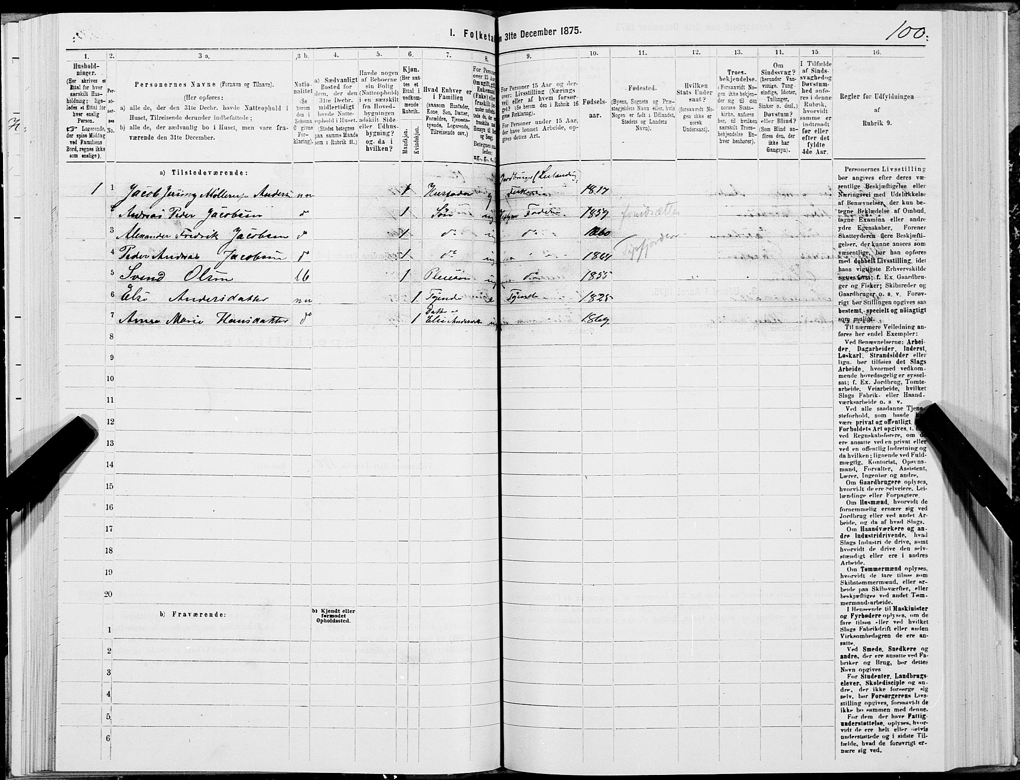 SAT, 1875 census for 1850P Tysfjord, 1875, p. 2100