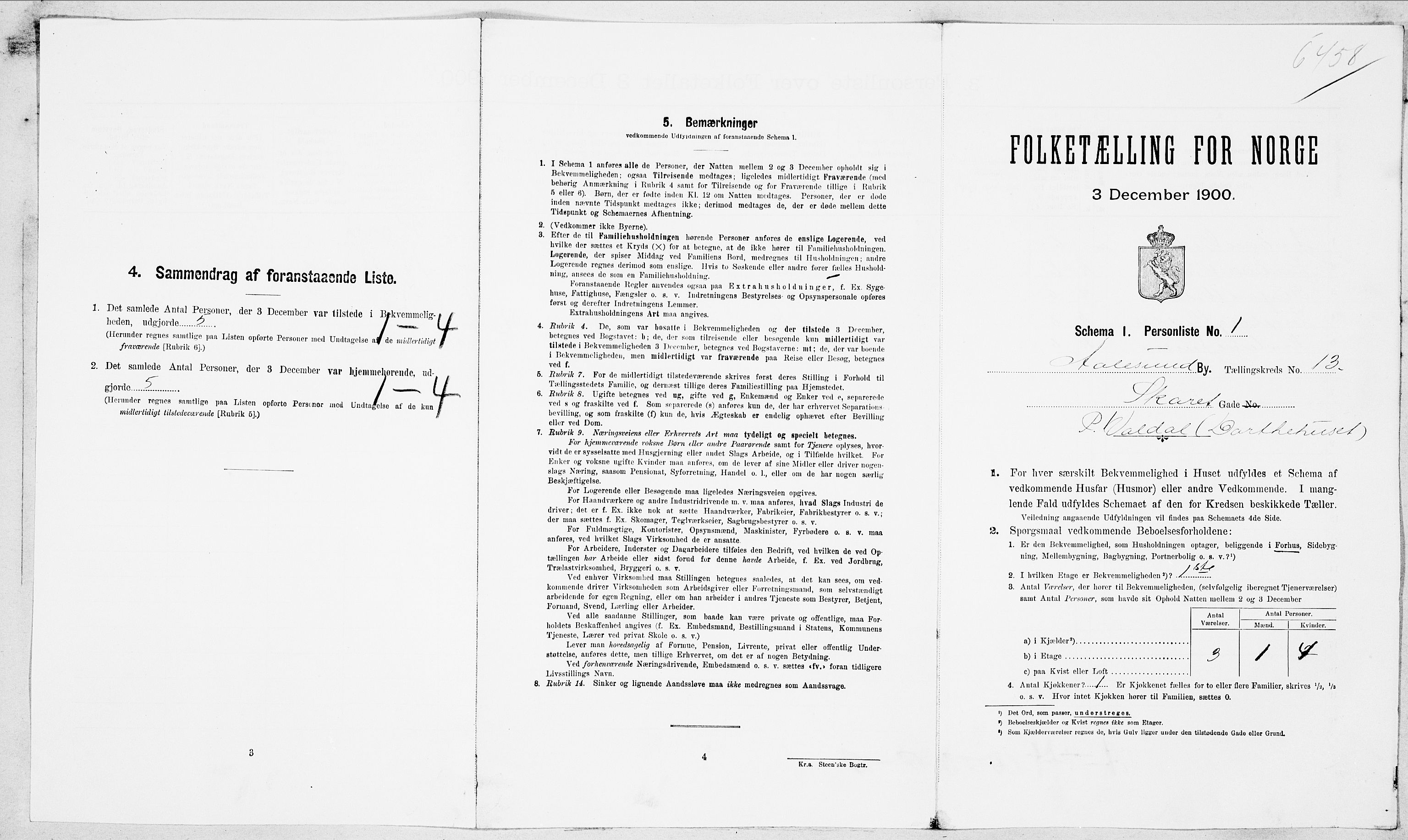 SAT, 1900 census for Ålesund, 1900, p. 3250