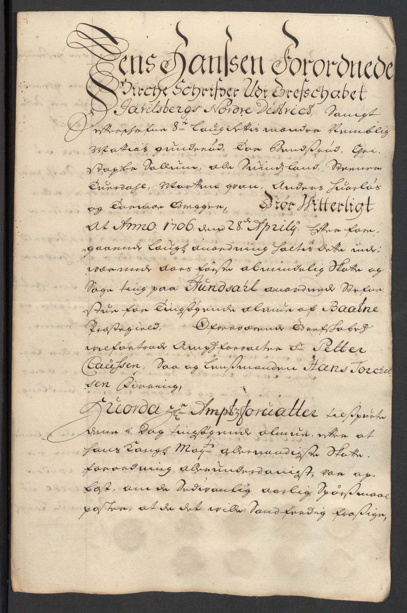 Rentekammeret inntil 1814, Reviderte regnskaper, Fogderegnskap, AV/RA-EA-4092/R32/L1872: Fogderegnskap Jarlsberg grevskap, 1706-1707, p. 156