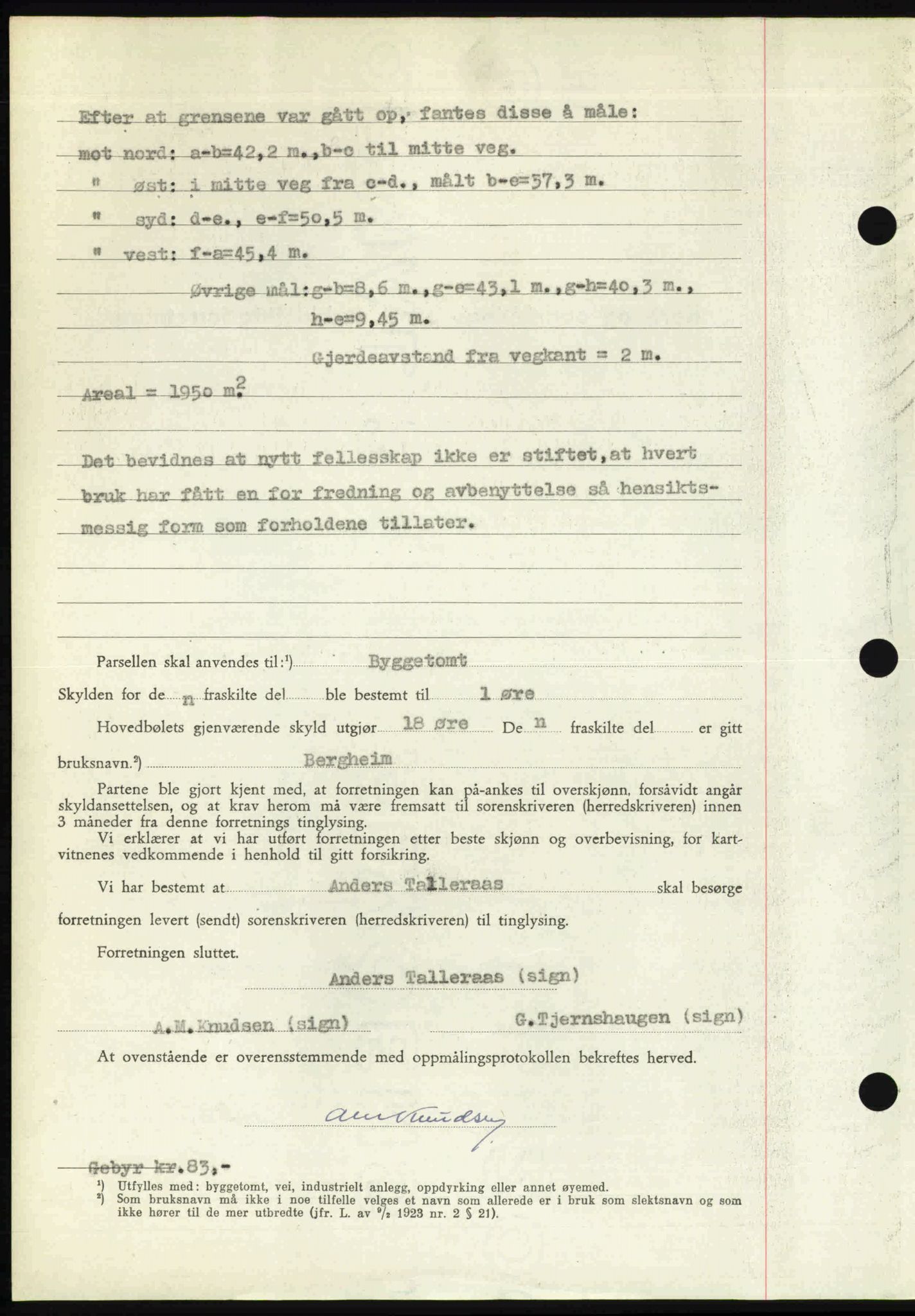 Follo sorenskriveri, SAO/A-10274/G/Ga/Gaa/L0085: Mortgage book no. I 85, 1948-1948, Diary no: : 3900/1948