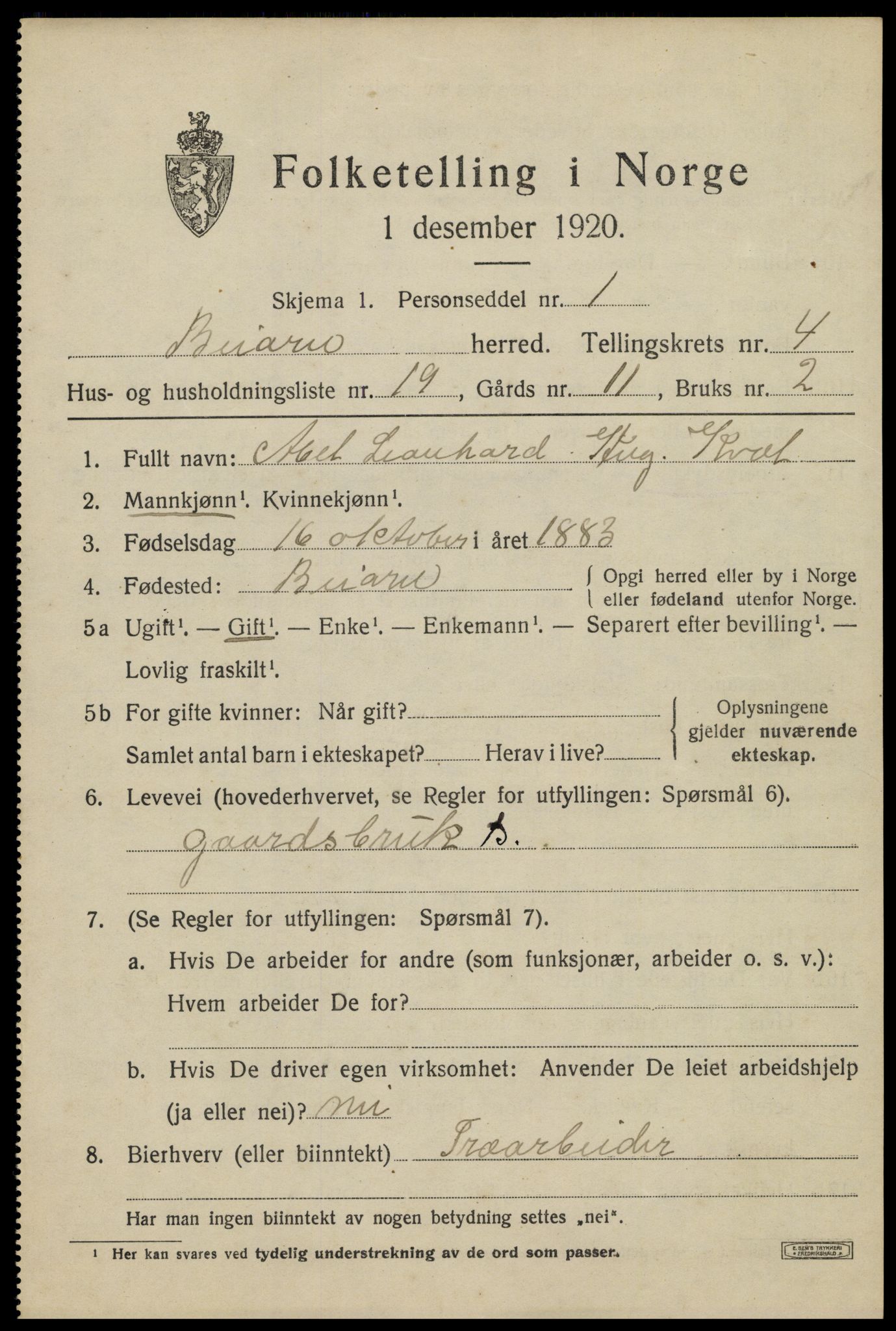 SAT, 1920 census for Beiarn, 1920, p. 1894