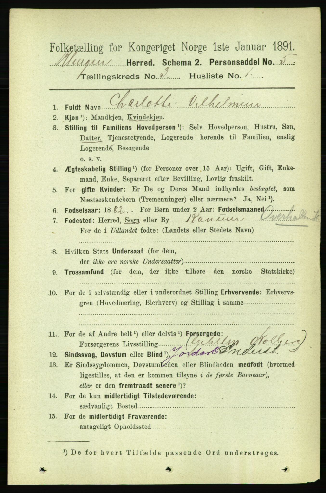 RA, 1891 census for 1746 Klinga, 1891, p. 712