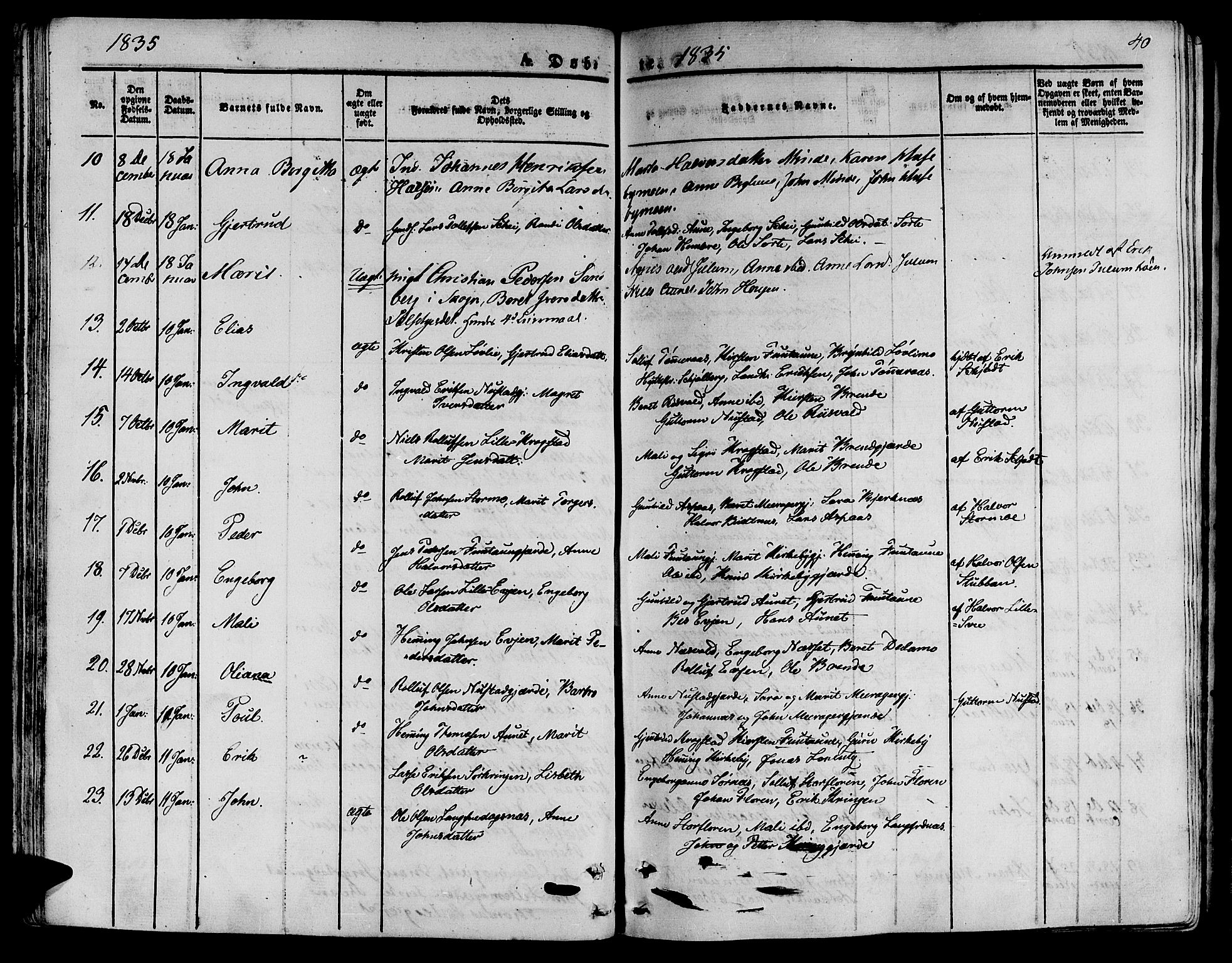 Ministerialprotokoller, klokkerbøker og fødselsregistre - Nord-Trøndelag, SAT/A-1458/709/L0071: Parish register (official) no. 709A11, 1833-1844, p. 40