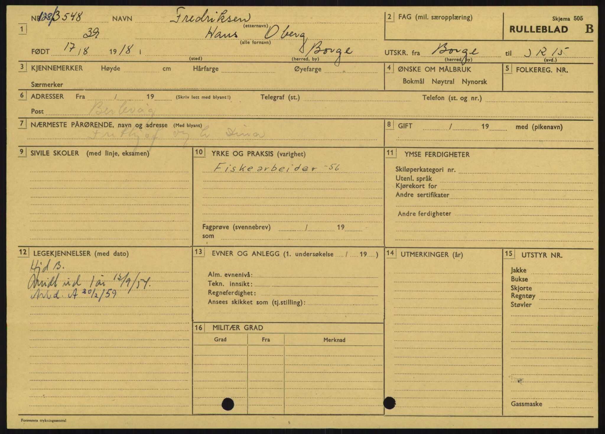Forsvaret, Varanger bataljon, AV/RA-RAFA-2258/1/D/L0446: Rulleblad for menige født 1917-1919, 1917-1919, p. 342