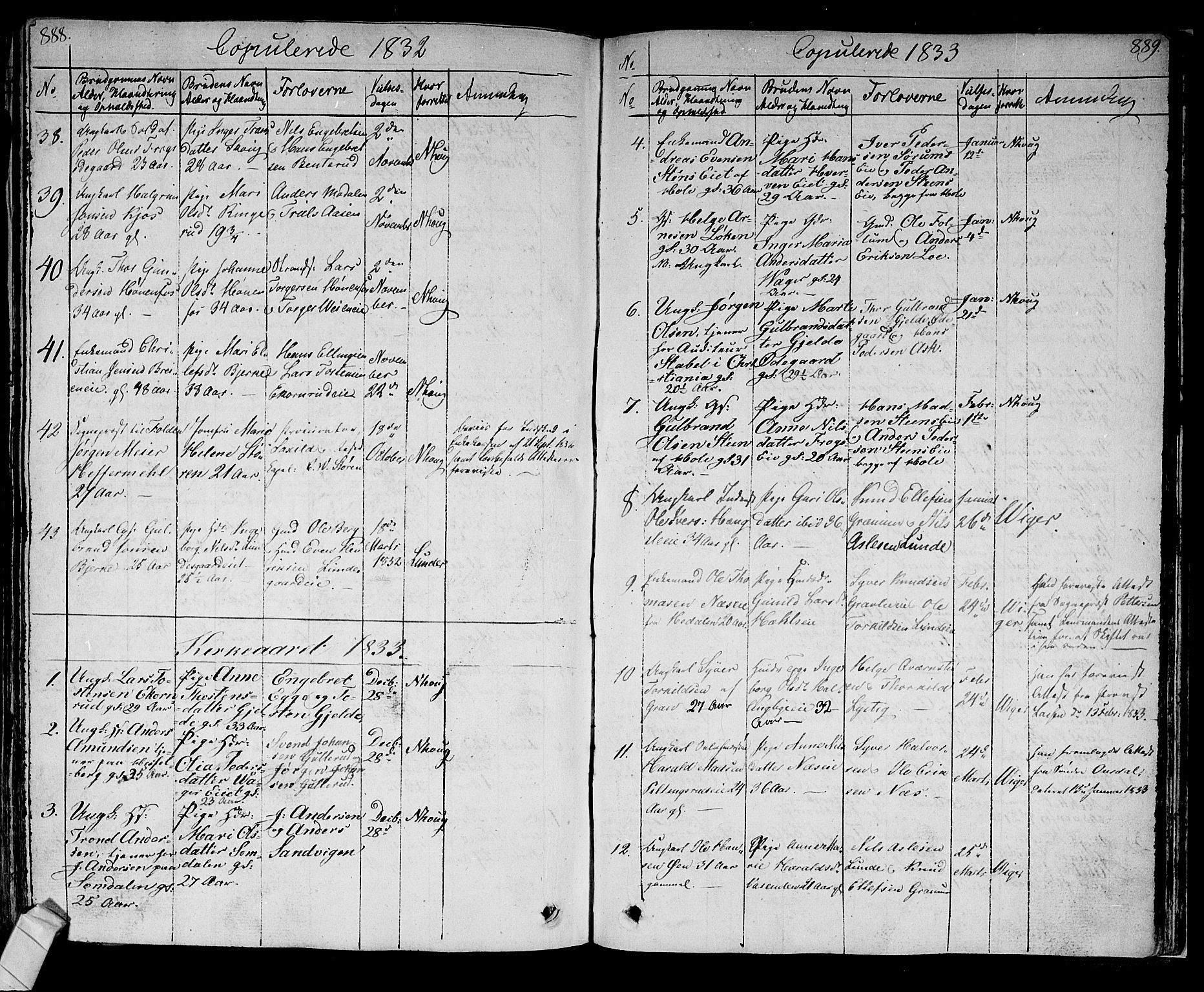 Norderhov kirkebøker, SAKO/A-237/F/Fa/L0009: Parish register (official) no. 9, 1819-1837, p. 888-889