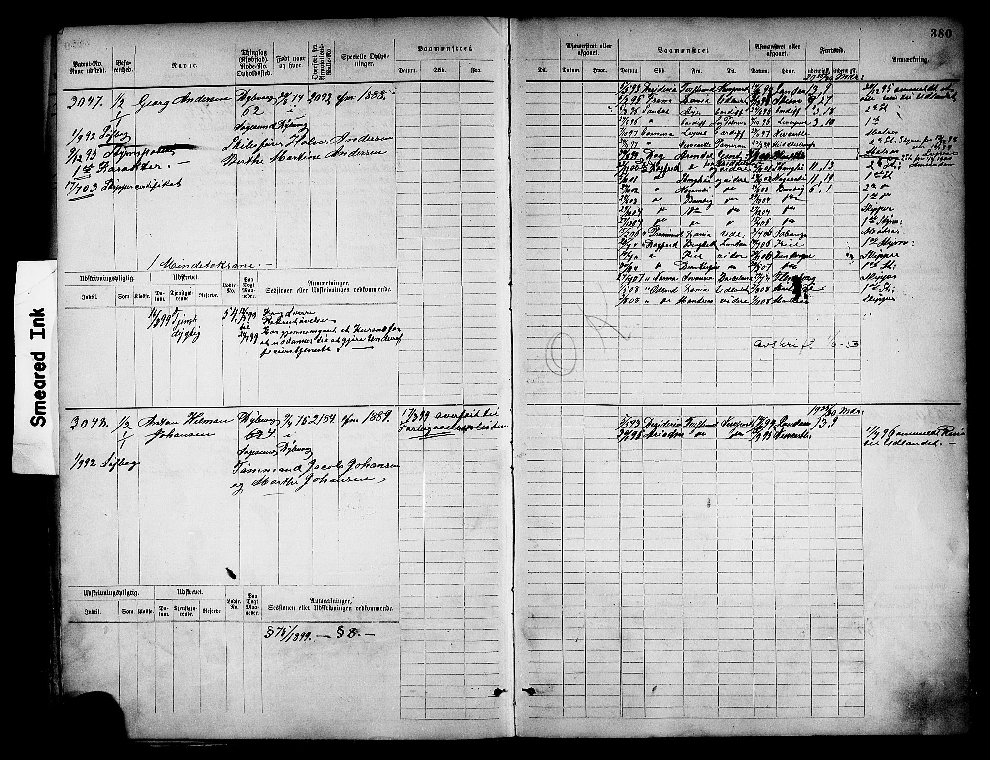 Tvedestrand mønstringskrets, AV/SAK-2031-0011/F/Fb/L0018: Hovedrulle nr 2289-3056, U-34, 1882-1892, p. 393