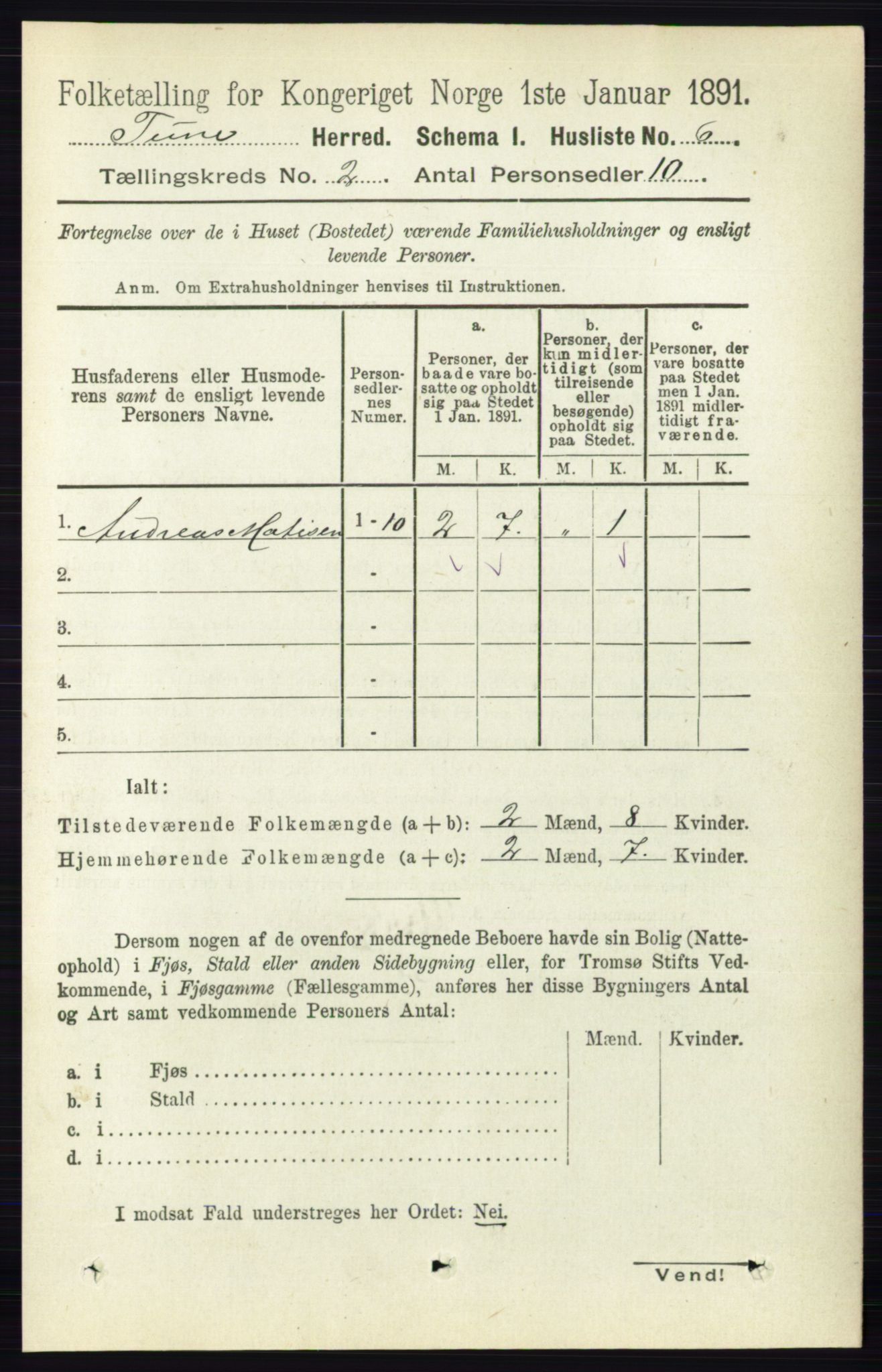 RA, 1891 census for 0130 Tune, 1891, p. 635