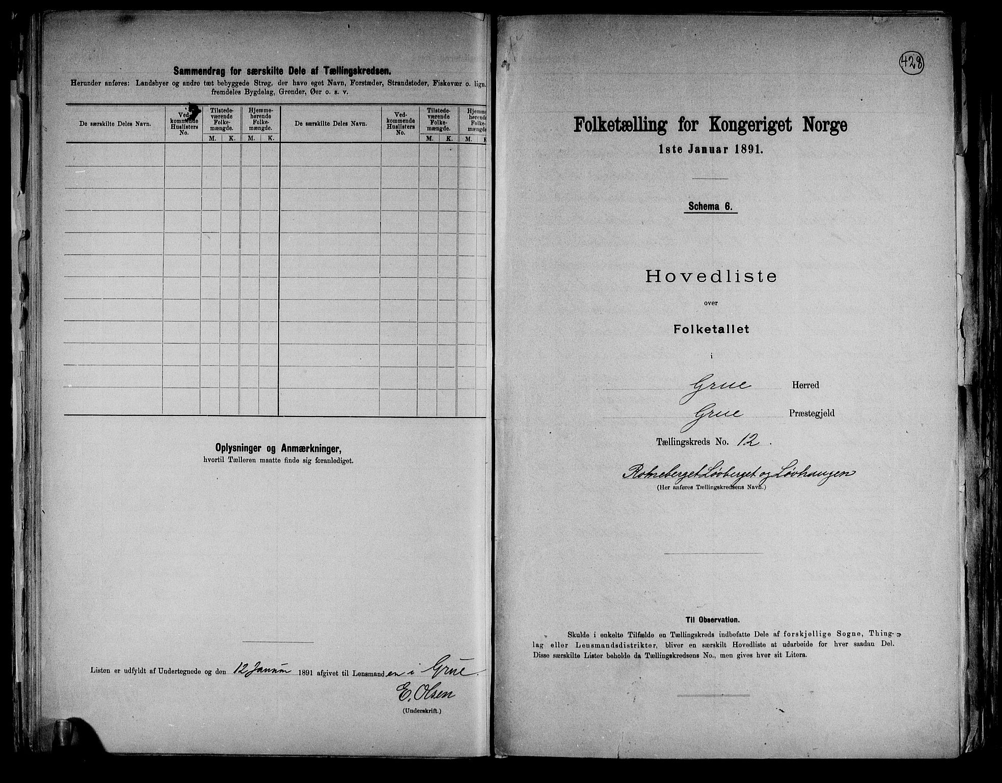 RA, 1891 census for 0423 Grue, 1891, p. 32