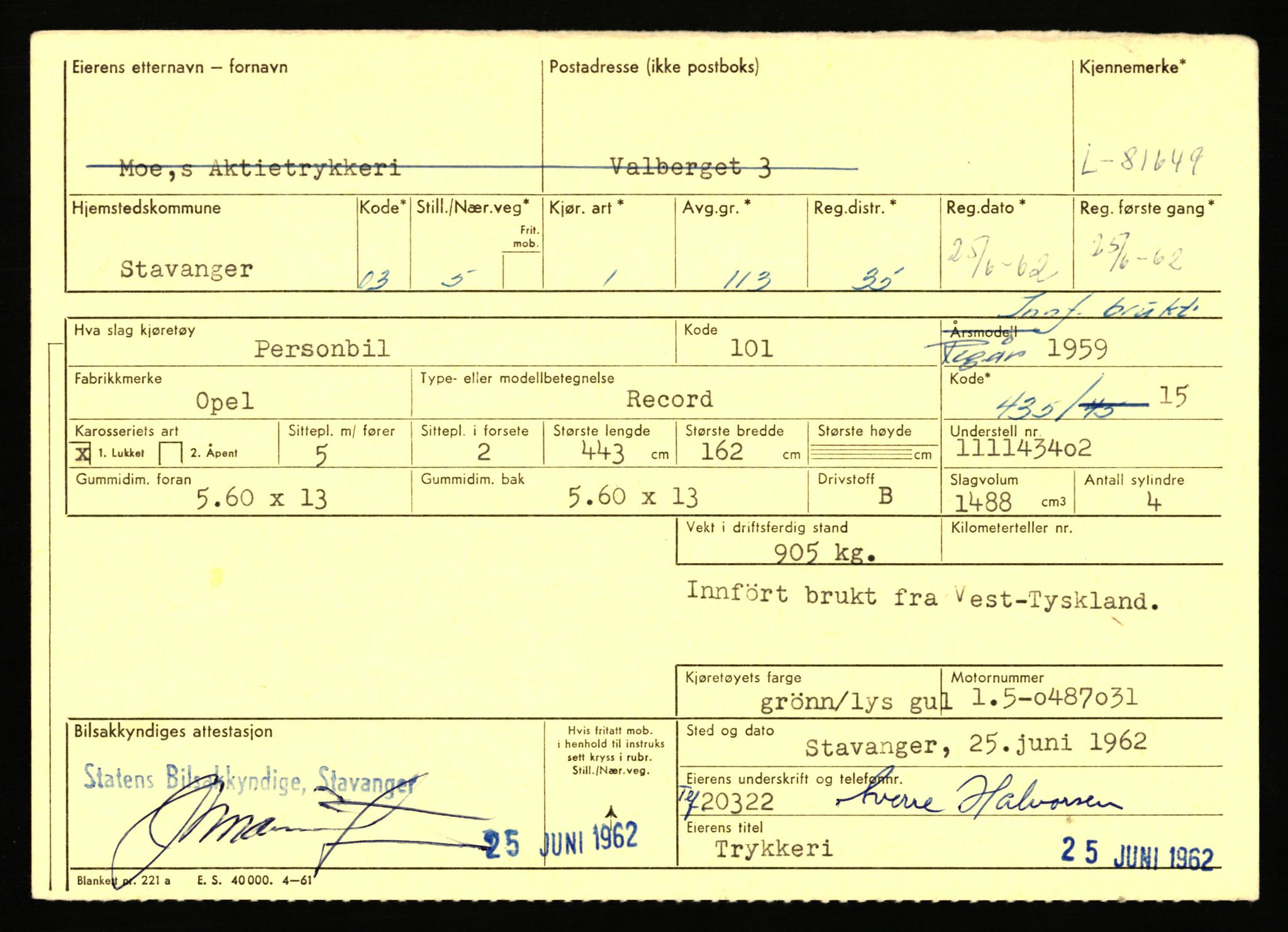 Stavanger trafikkstasjon, SAST/A-101942/0/F/L0071: L-80500 - L-82199, 1930-1971, p. 1943