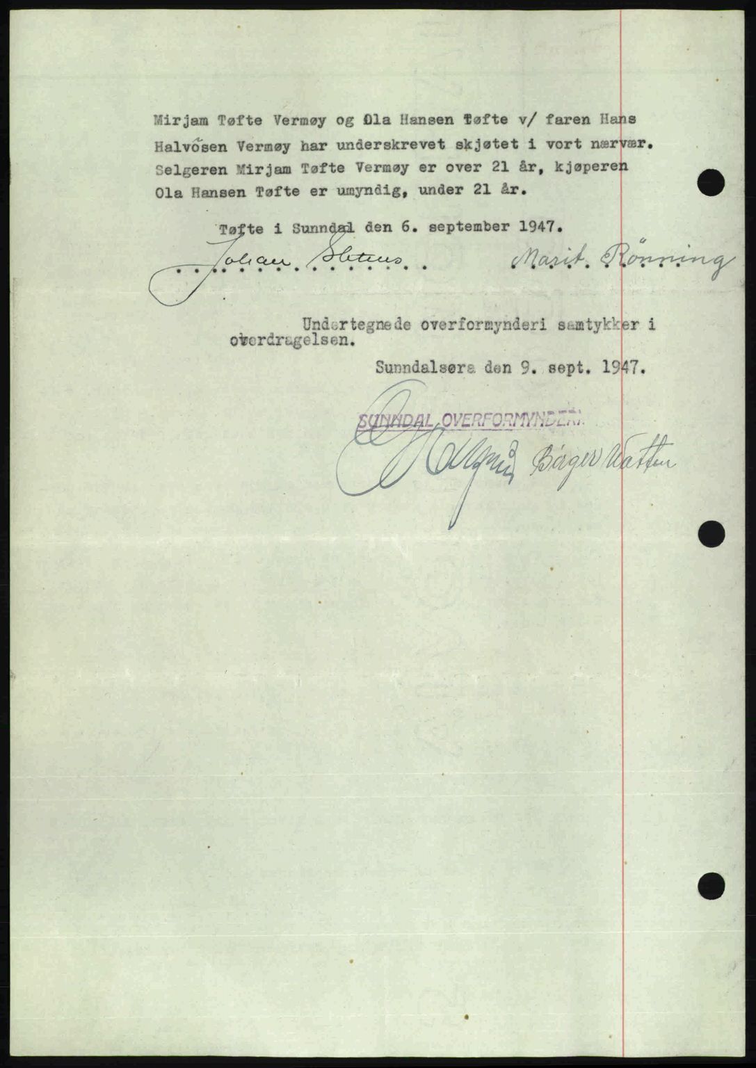 Nordmøre sorenskriveri, AV/SAT-A-4132/1/2/2Ca: Mortgage book no. A106, 1947-1947, Diary no: : 2144/1947