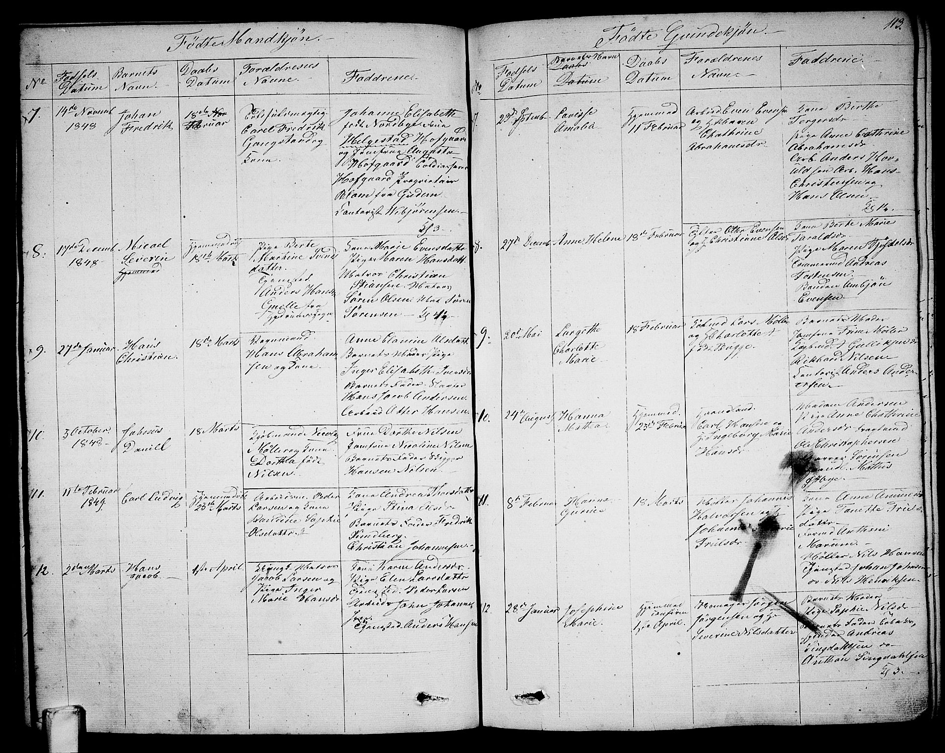 Larvik kirkebøker, SAKO/A-352/G/Ga/L0003a: Parish register (copy) no. I 3A, 1830-1870, p. 113