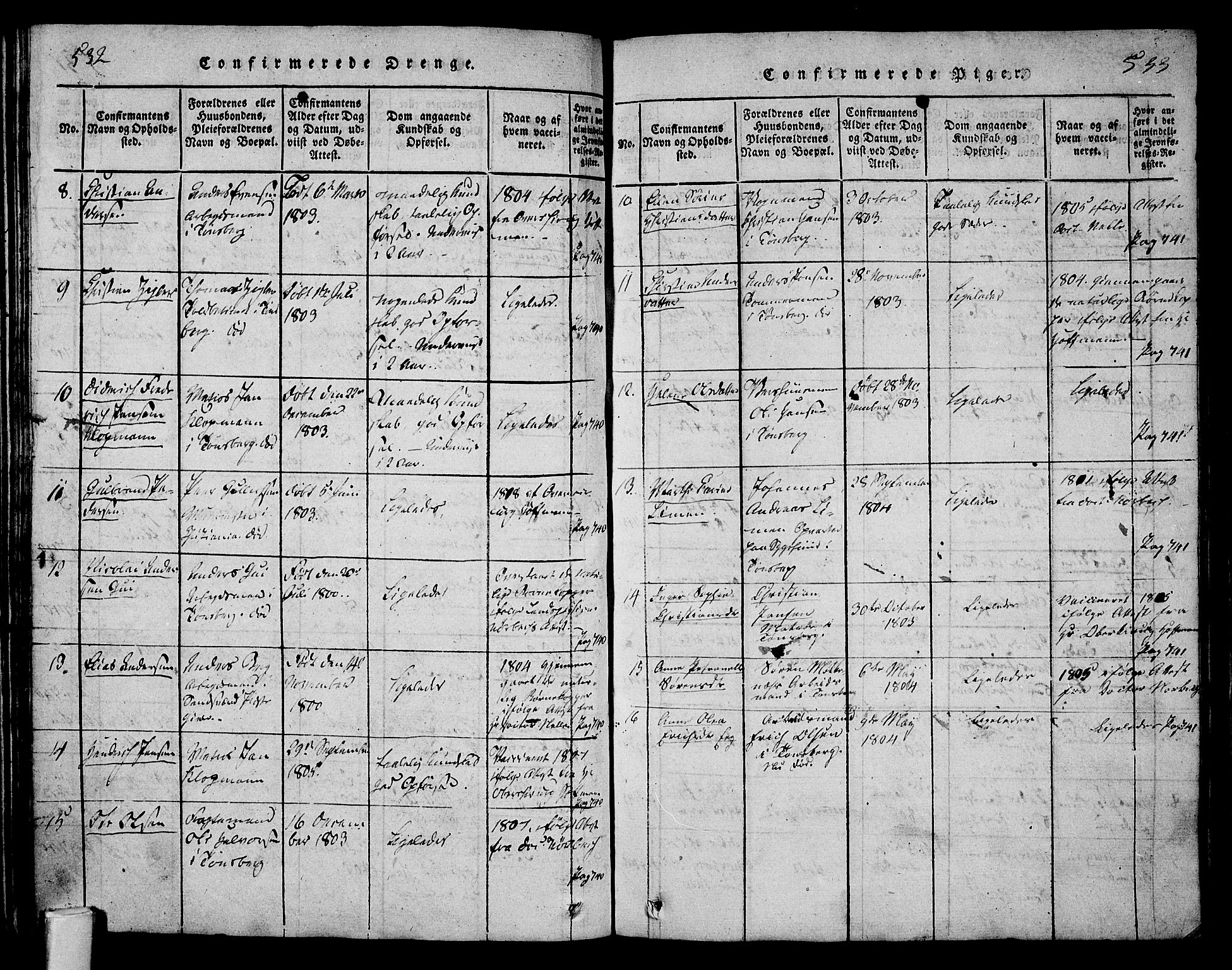 Tønsberg kirkebøker, SAKO/A-330/F/Fa/L0004: Parish register (official) no. I 4, 1813-1826, p. 532-533