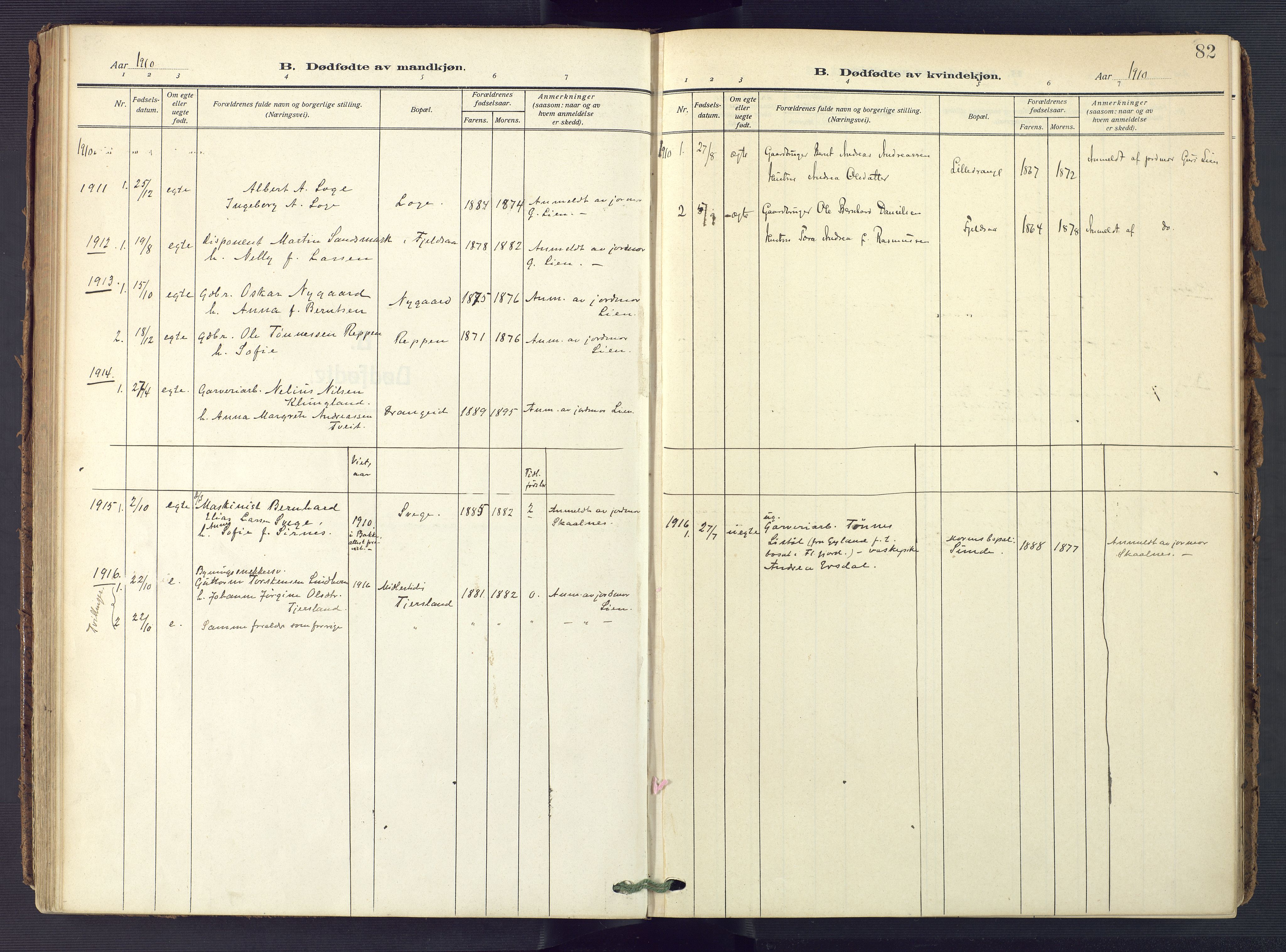 Flekkefjord sokneprestkontor, AV/SAK-1111-0012/F/Fa/Fac/L0010: Parish register (official) no. A 10, 1910-1927, p. 82