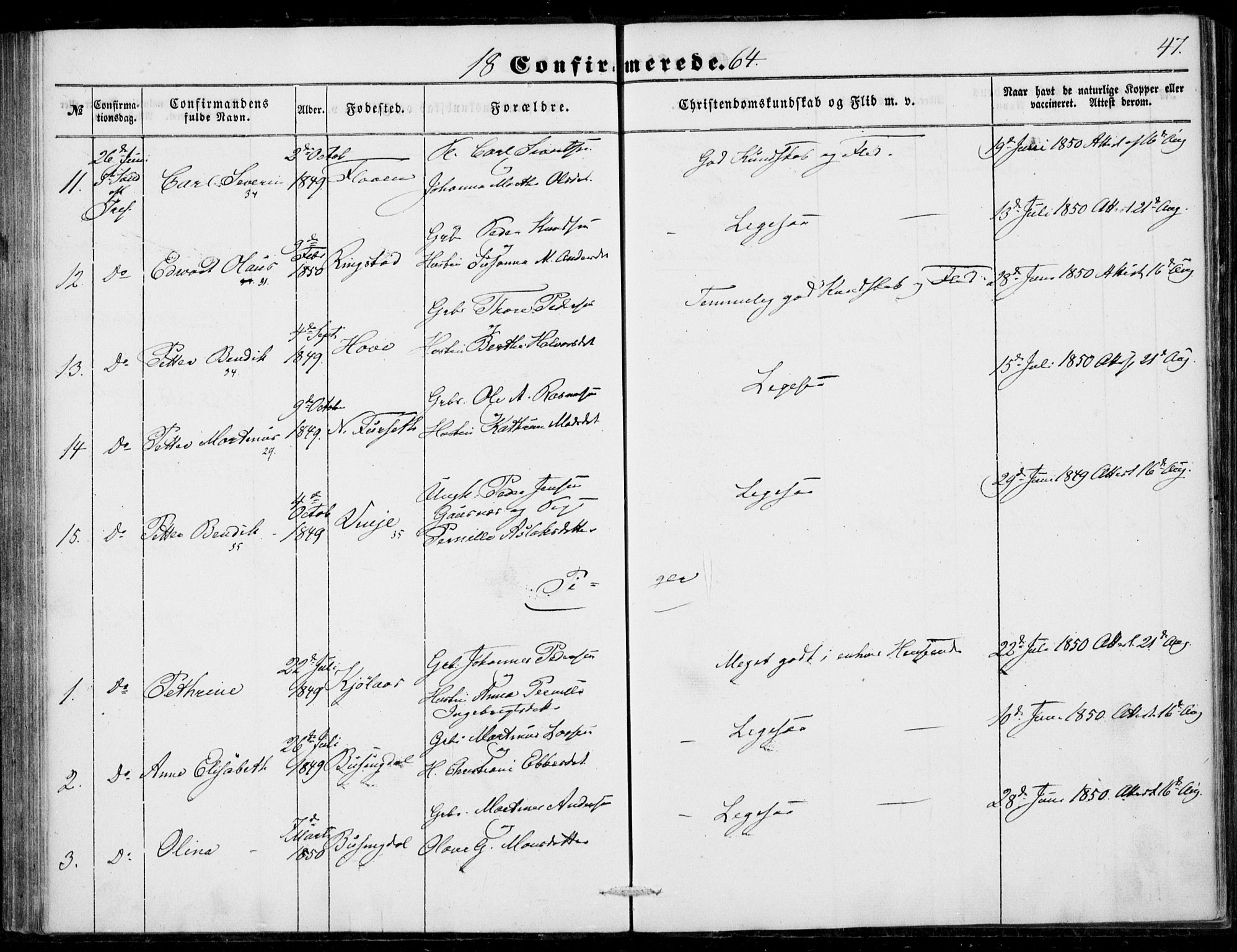 Ministerialprotokoller, klokkerbøker og fødselsregistre - Møre og Romsdal, AV/SAT-A-1454/520/L0281: Parish register (official) no. 520A10, 1851-1881, p. 47