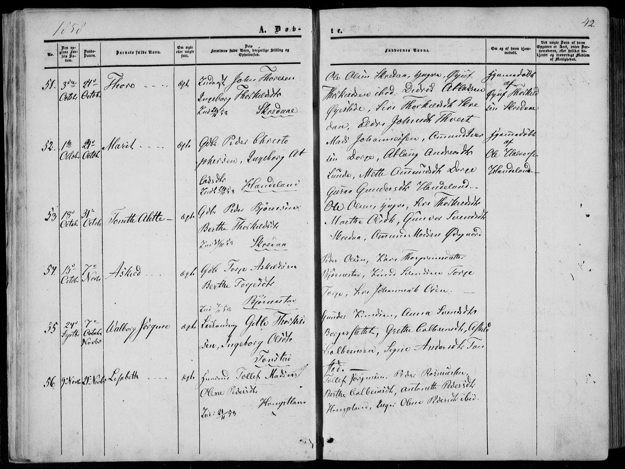 Sirdal sokneprestkontor, AV/SAK-1111-0036/F/Fa/Fab/L0002: Parish register (official) no. A 2, 1855-1874, p. 42