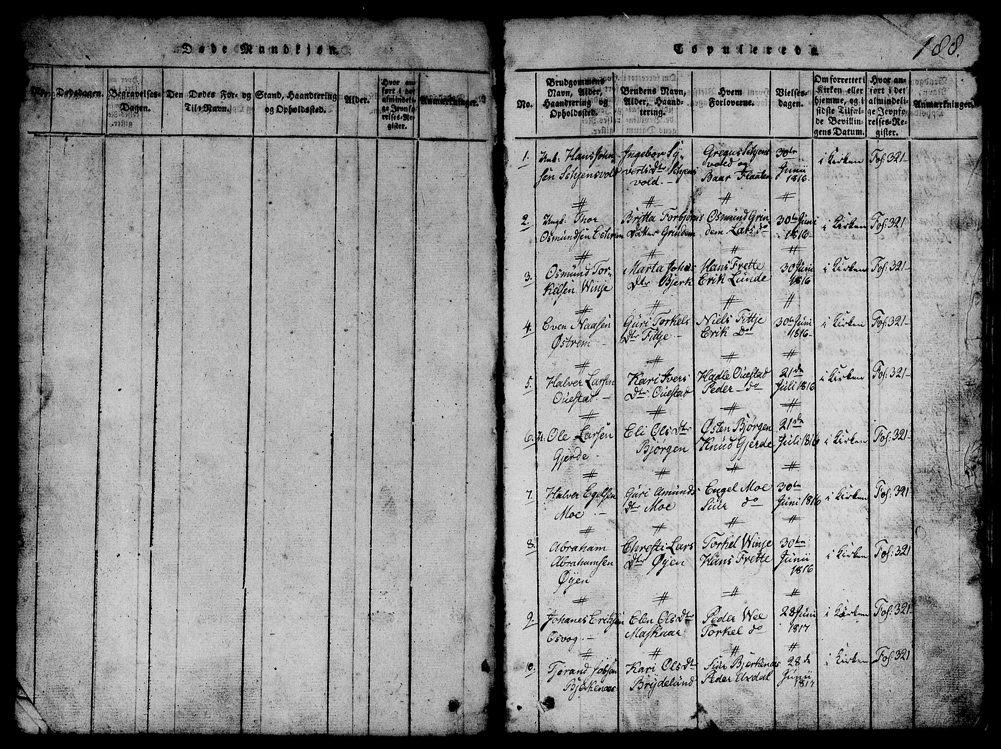Etne sokneprestembete, SAB/A-75001/H/Hab: Parish register (copy) no. B 1, 1815-1850, p. 188