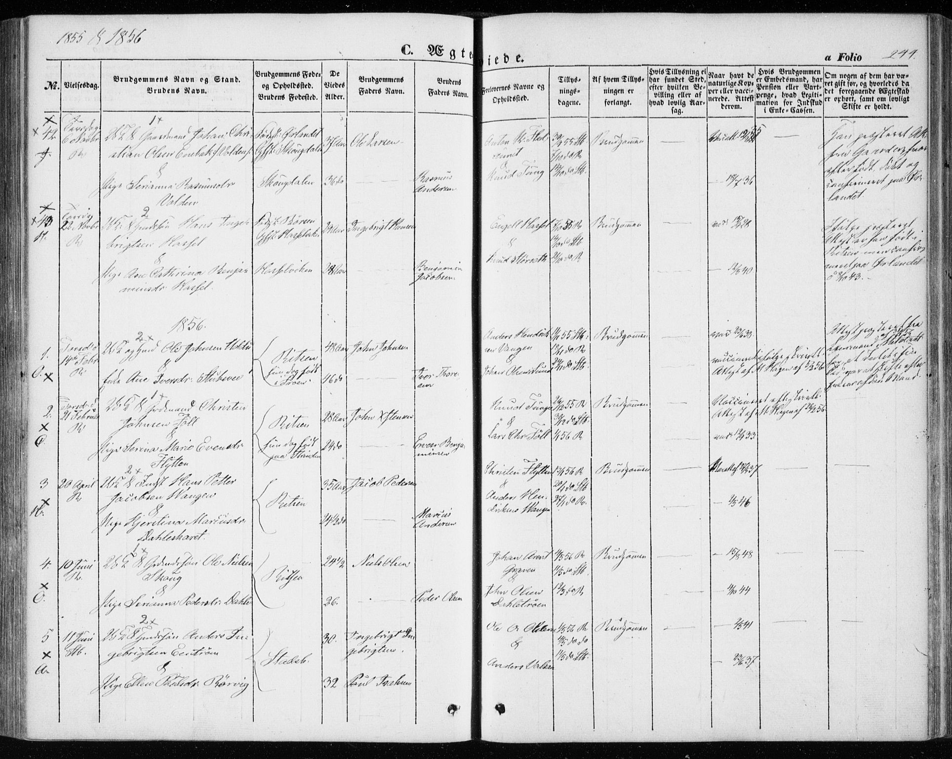 Ministerialprotokoller, klokkerbøker og fødselsregistre - Sør-Trøndelag, SAT/A-1456/646/L0611: Parish register (official) no. 646A09, 1848-1857, p. 244