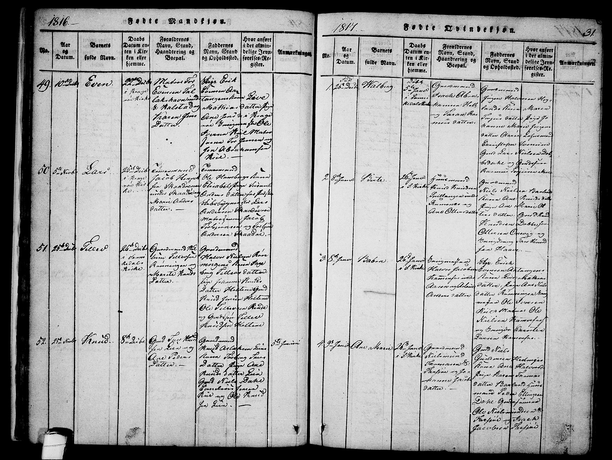 Sannidal kirkebøker, SAKO/A-296/F/Fa/L0004: Parish register (official) no. 4, 1814-1829, p. 31