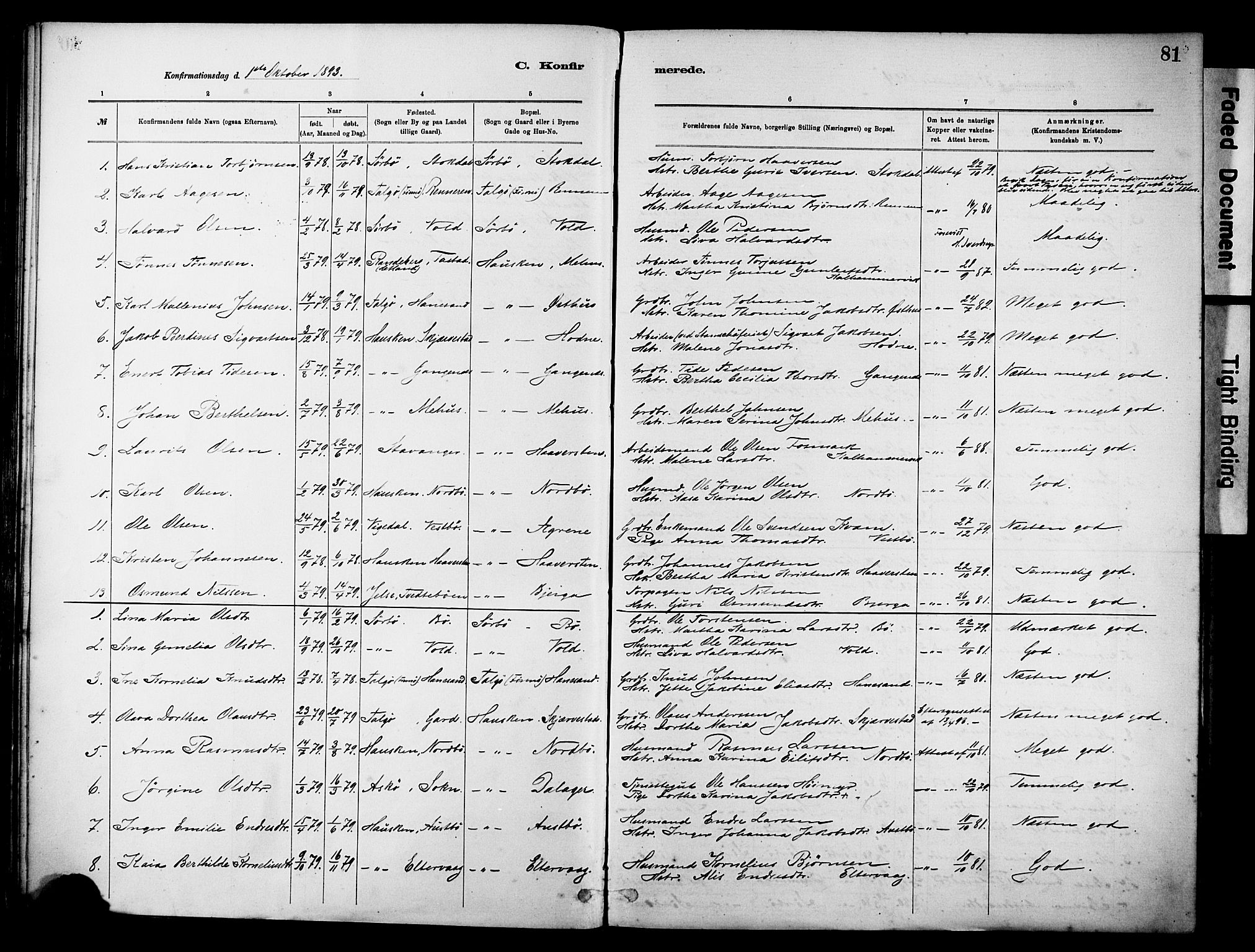 Rennesøy sokneprestkontor, SAST/A -101827/H/Ha/Haa/L0012: Parish register (official) no. A 13, 1885-1917, p. 81