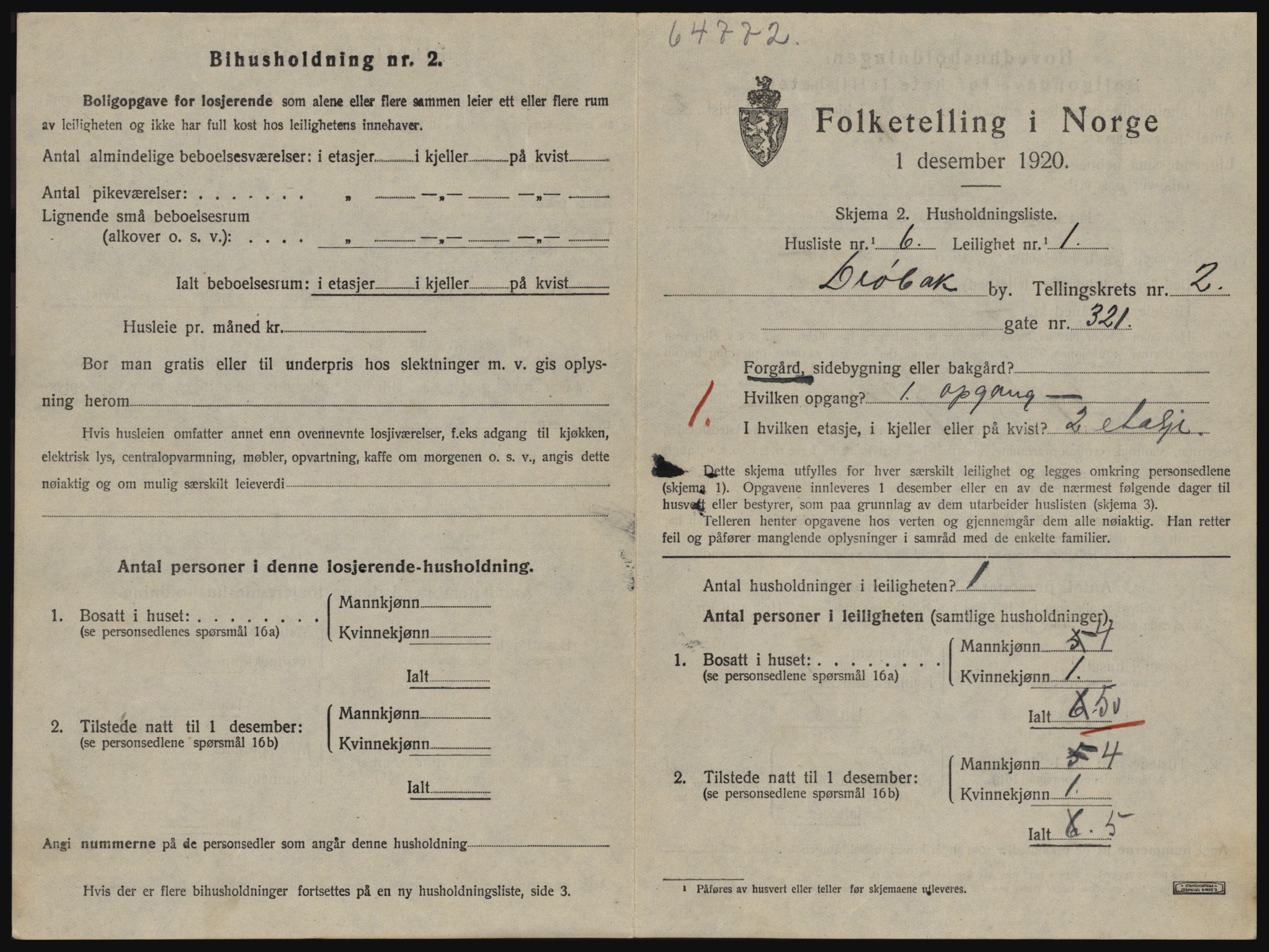 SAO, 1920 census for Drøbak, 1920, p. 943