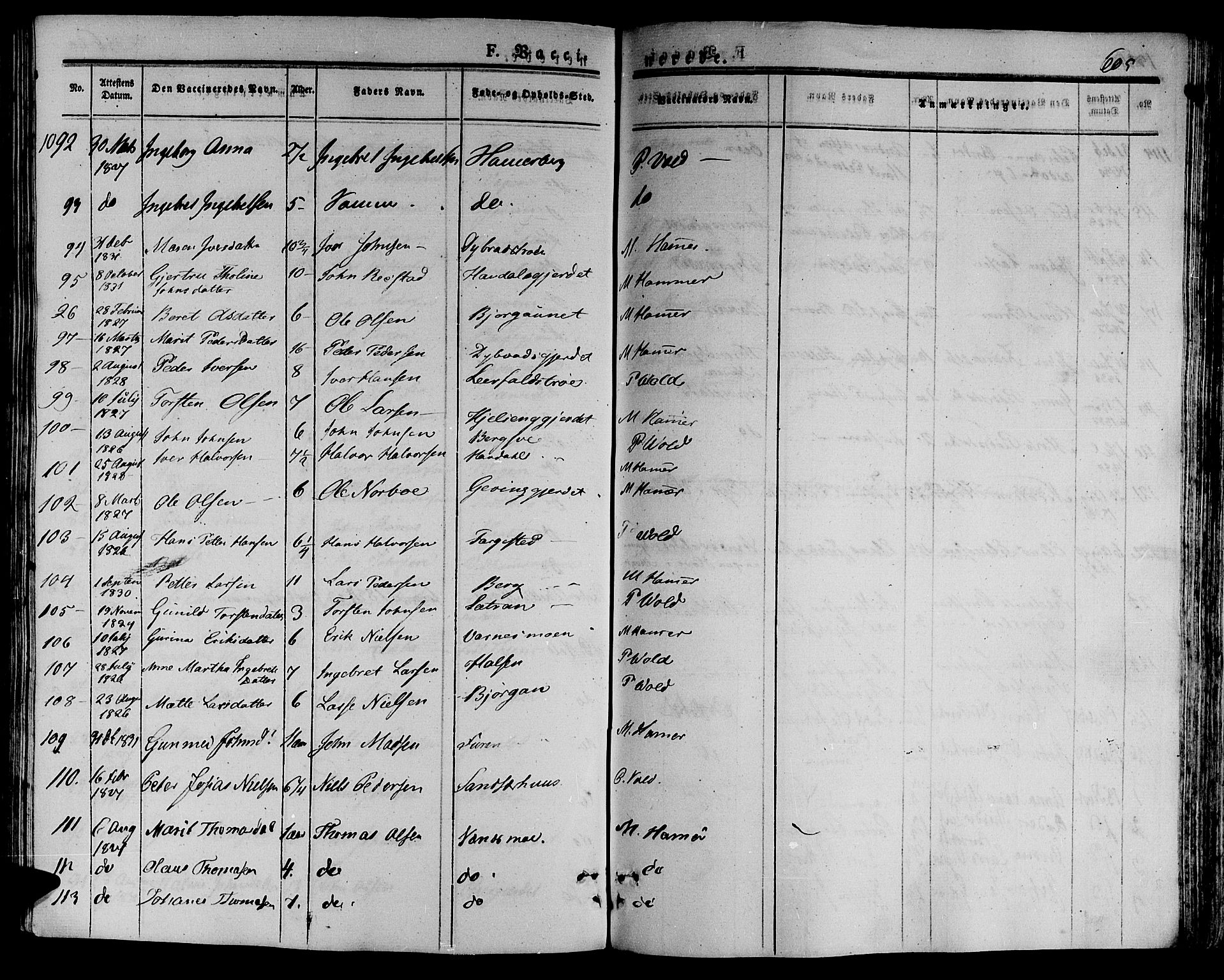 Ministerialprotokoller, klokkerbøker og fødselsregistre - Nord-Trøndelag, AV/SAT-A-1458/709/L0072: Parish register (official) no. 709A12, 1833-1844, p. 605