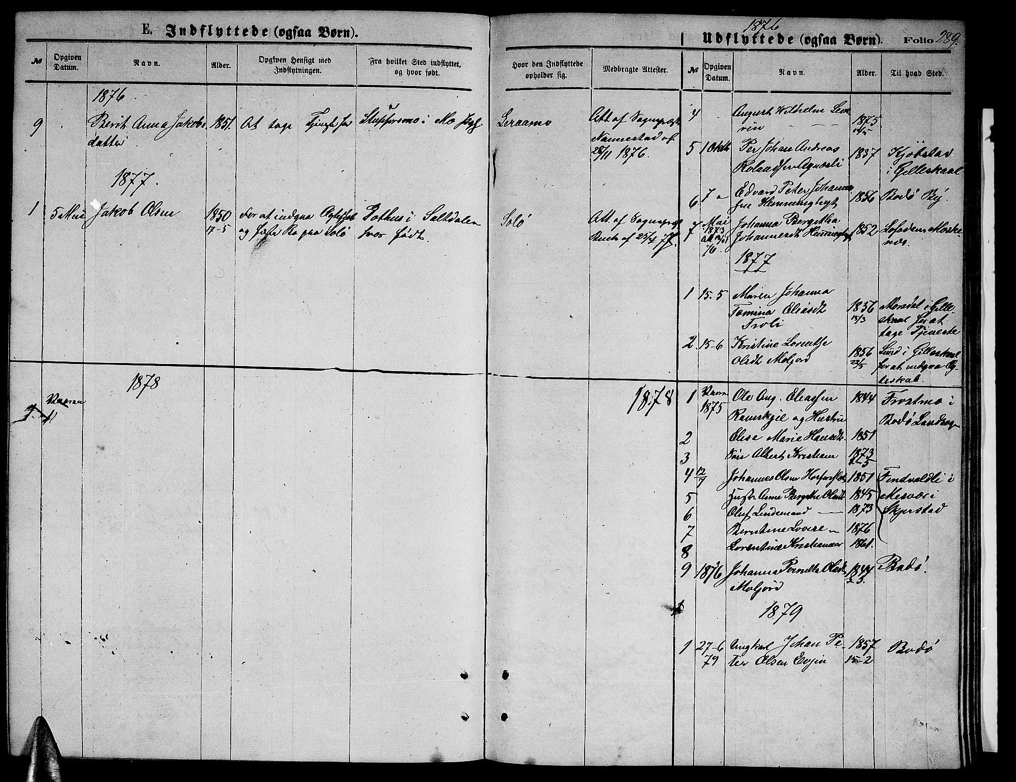 Ministerialprotokoller, klokkerbøker og fødselsregistre - Nordland, AV/SAT-A-1459/846/L0653: Parish register (copy) no. 846C03, 1872-1887, p. 289