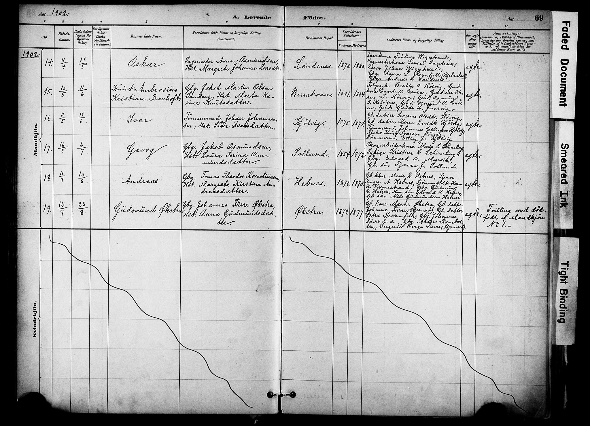 Jelsa sokneprestkontor, AV/SAST-A-101842/01/IV: Parish register (official) no. A 10, 1884-1906, p. 69