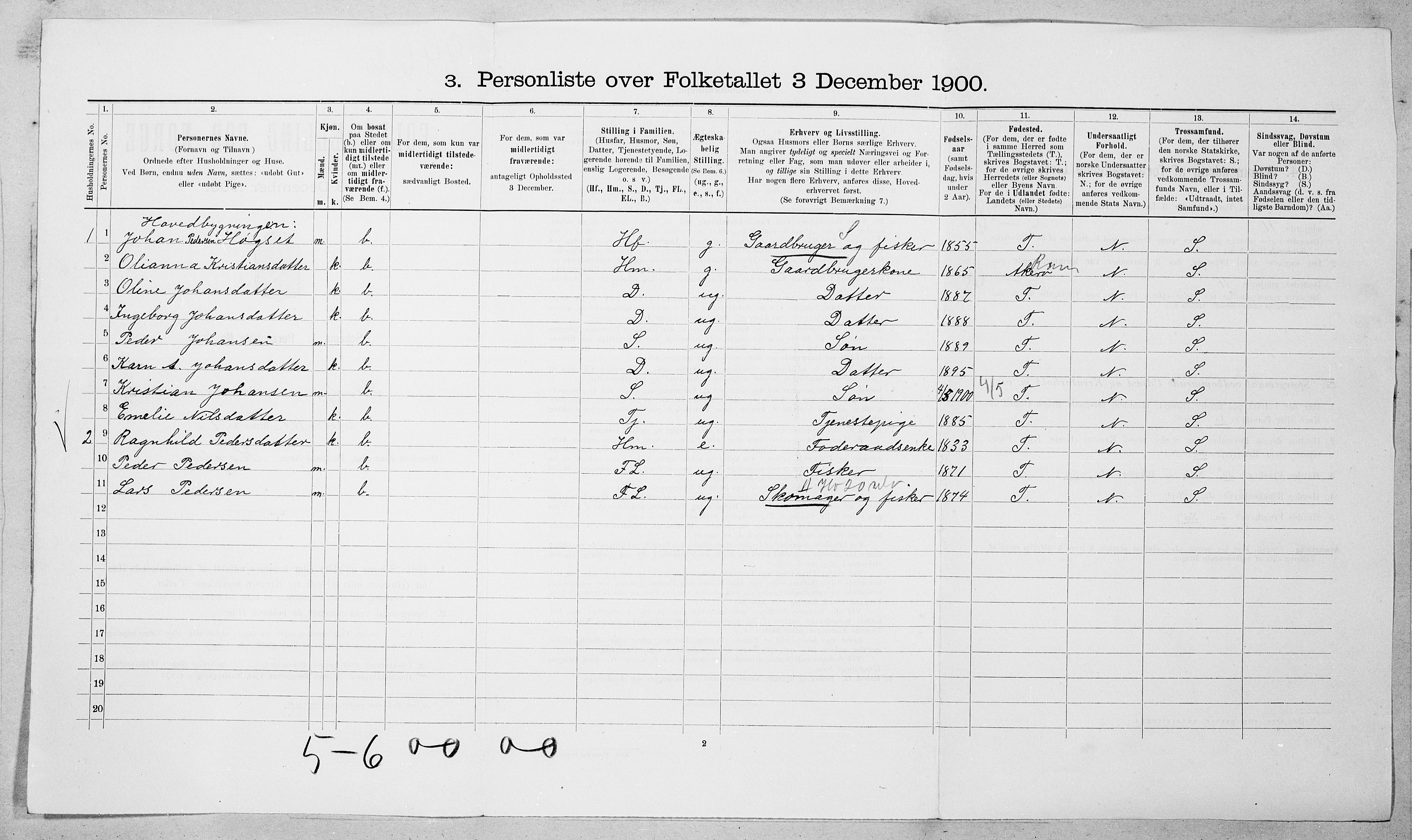 SAT, 1900 census for Skodje, 1900, p. 1012