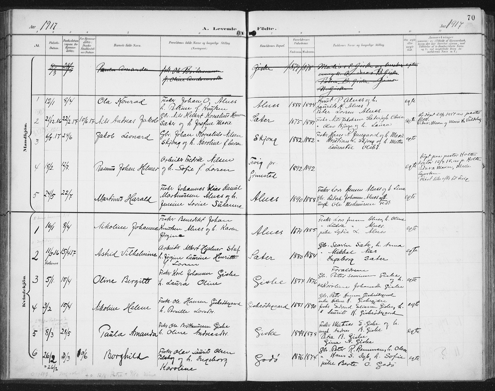 Ministerialprotokoller, klokkerbøker og fødselsregistre - Møre og Romsdal, AV/SAT-A-1454/534/L0489: Parish register (copy) no. 534C01, 1899-1941, p. 70