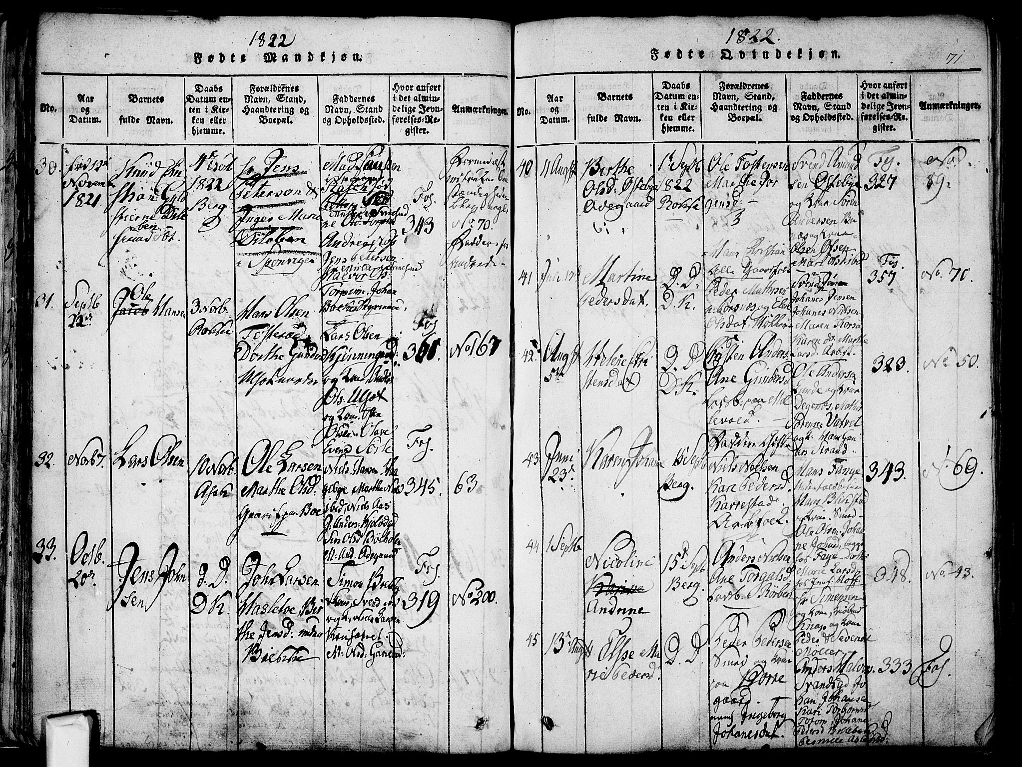 Berg prestekontor Kirkebøker, AV/SAO-A-10902/F/Fa/L0002: Parish register (official) no. I 2, 1815-1831, p. 71