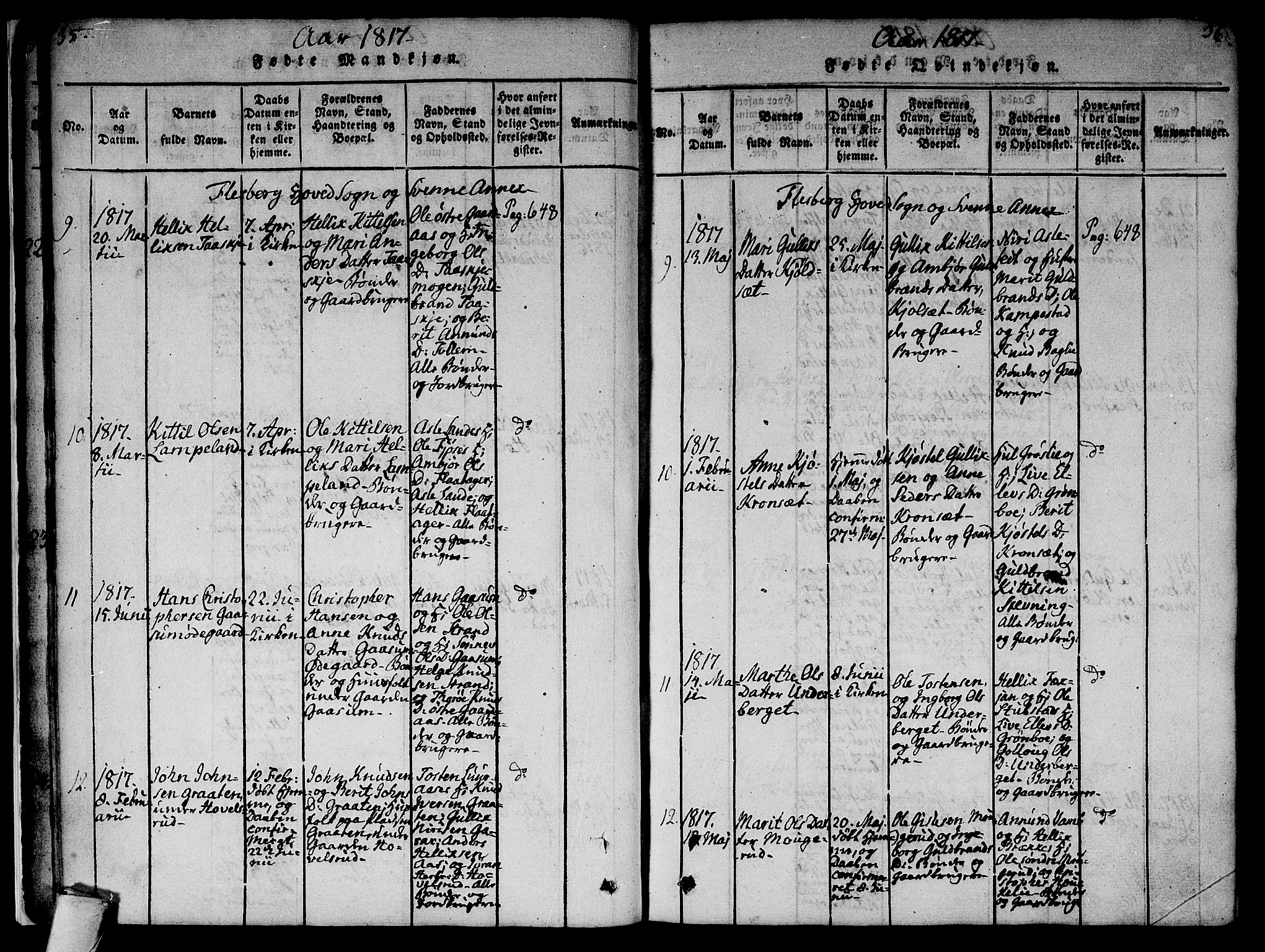 Flesberg kirkebøker, AV/SAKO-A-18/F/Fa/L0005: Parish register (official) no. I 5, 1816-1834, p. 35-36