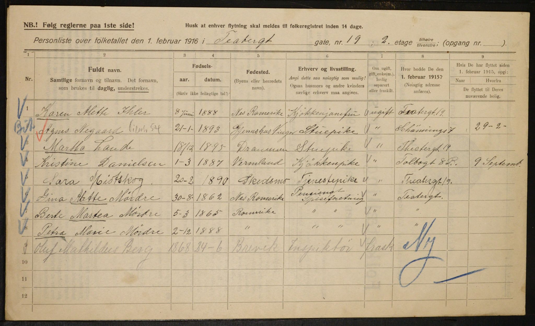 OBA, Municipal Census 1916 for Kristiania, 1916, p. 110327