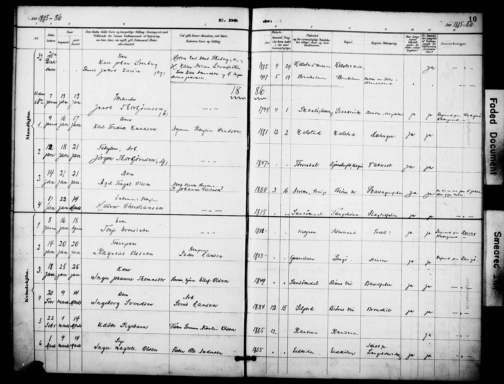 Skåtøy kirkebøker, SAKO/A-304/F/Fa/L0004: Parish register (official) no. I 4, 1884-1900, p. 10