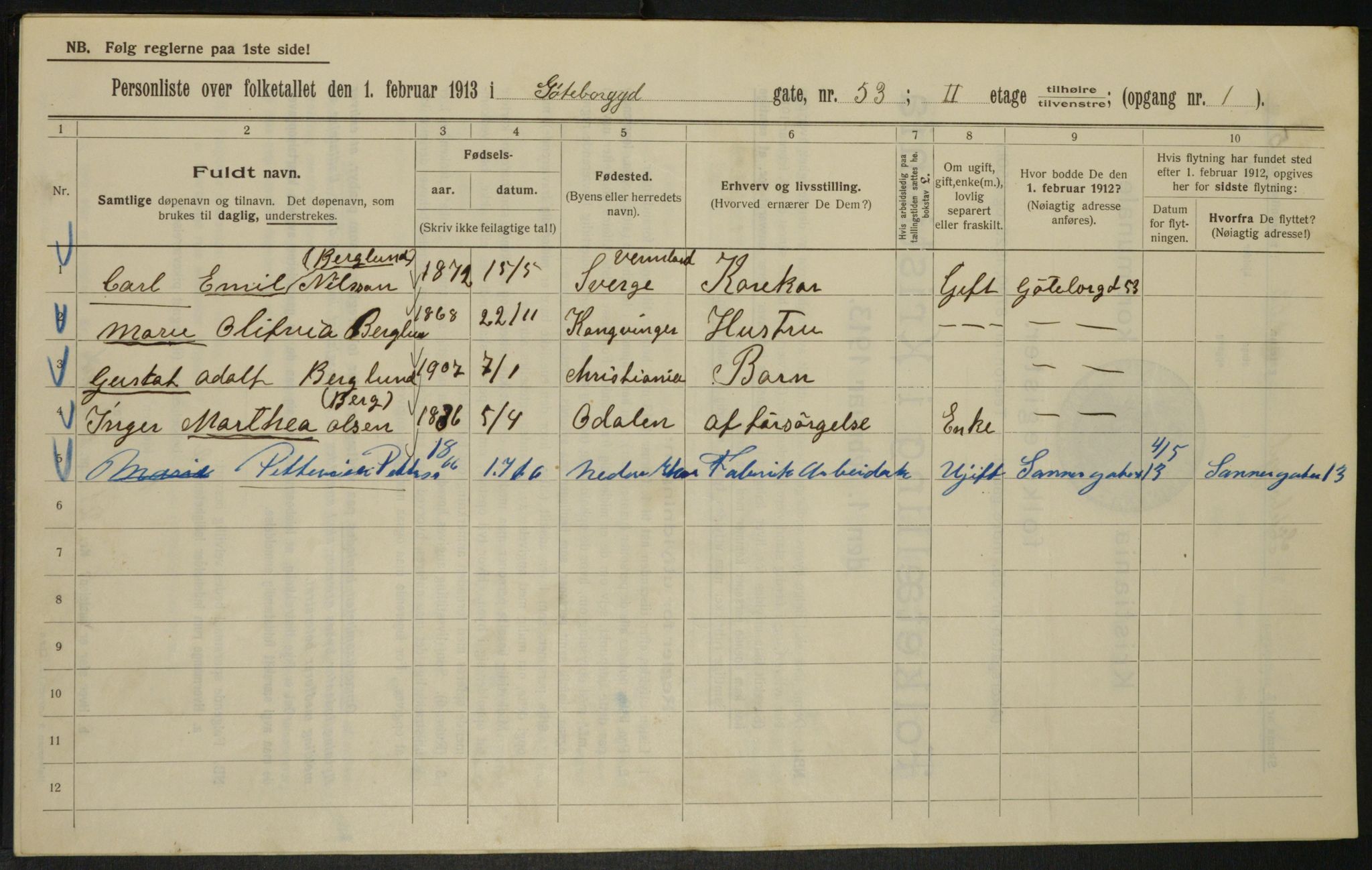 OBA, Municipal Census 1913 for Kristiania, 1913, p. 33331