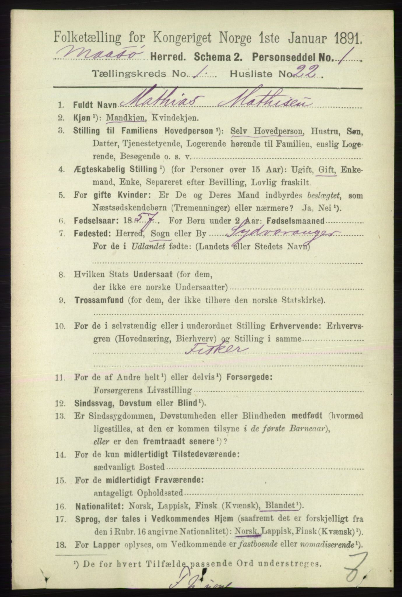 RA, 1891 census for 2018 Måsøy, 1891, p. 173