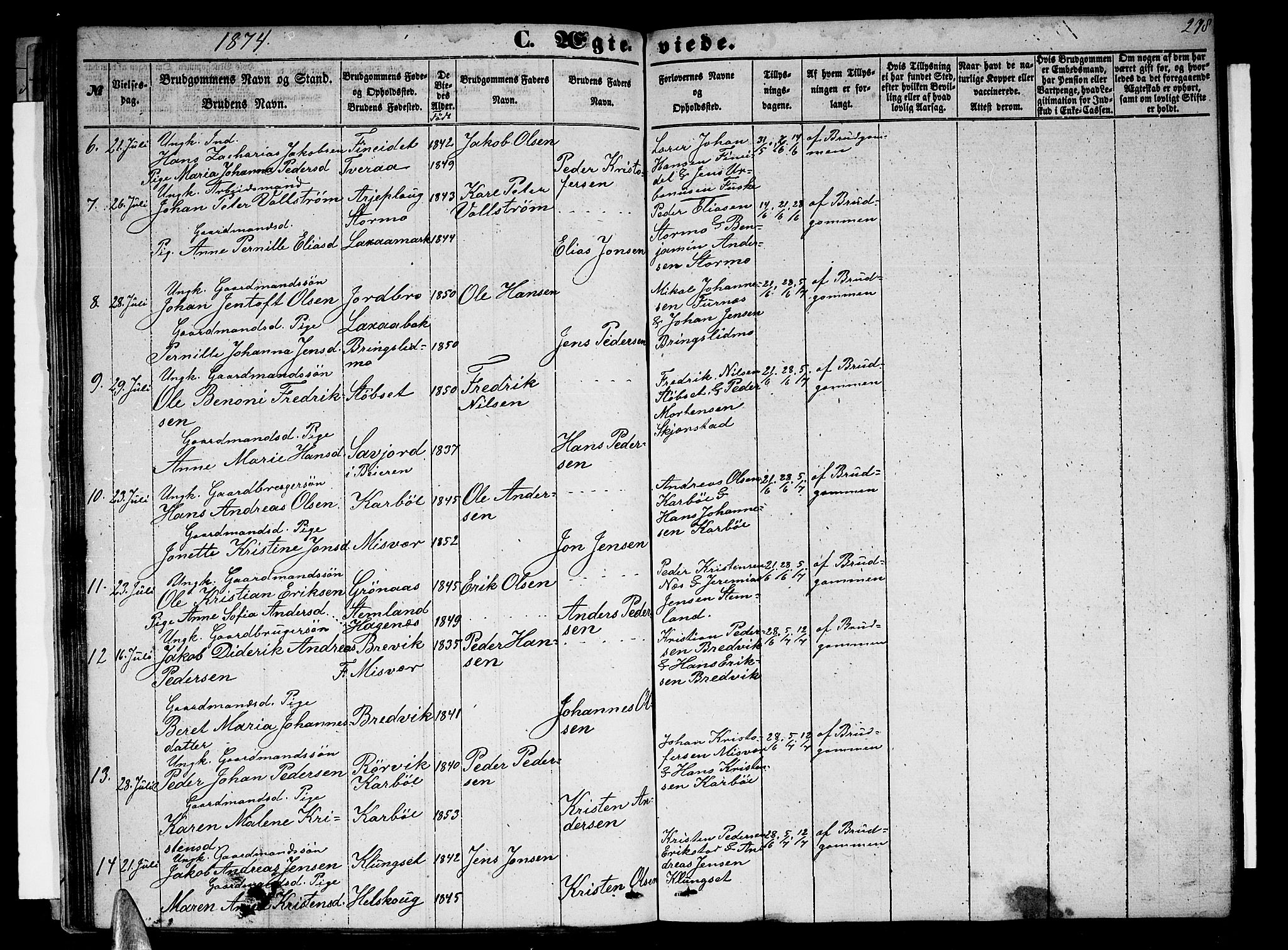 Ministerialprotokoller, klokkerbøker og fødselsregistre - Nordland, AV/SAT-A-1459/852/L0753: Parish register (copy) no. 852C04, 1856-1877, p. 278