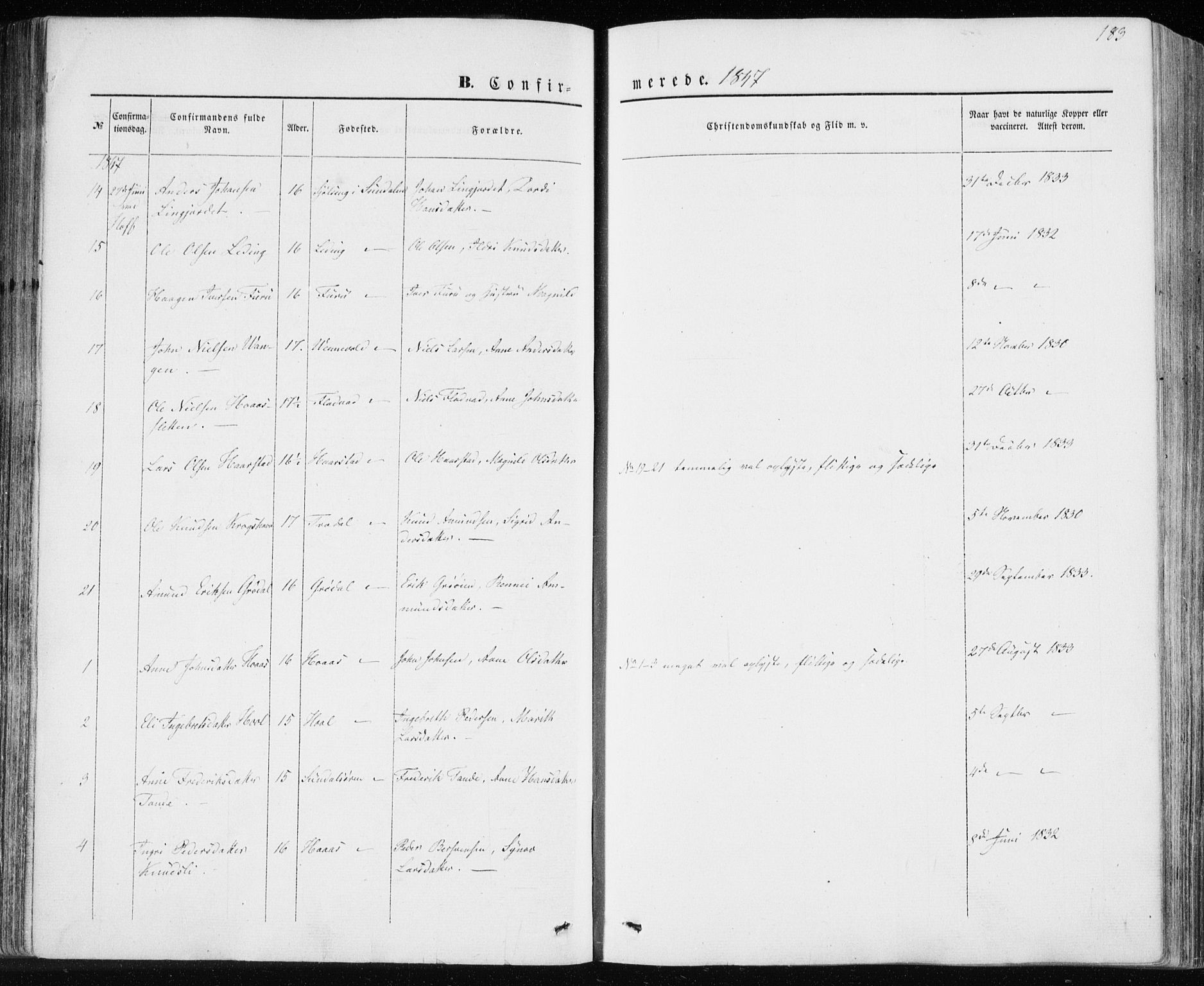 Ministerialprotokoller, klokkerbøker og fødselsregistre - Møre og Romsdal, AV/SAT-A-1454/590/L1013: Parish register (official) no. 590A05, 1847-1877, p. 183